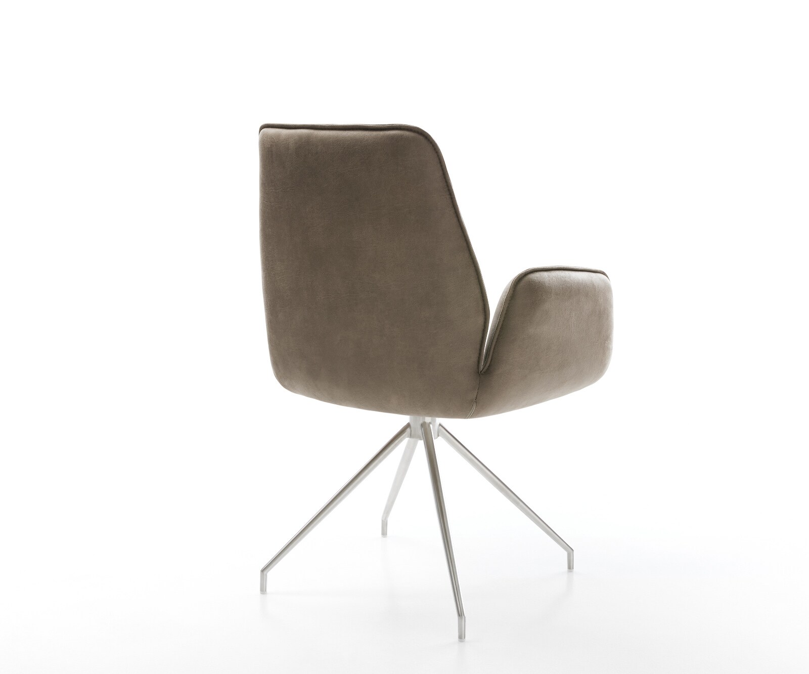 Eetkamerstoel Zoa-Flex microvelours taupe vintage kruisframe conisch roestvrij staal pocketveer kern 5