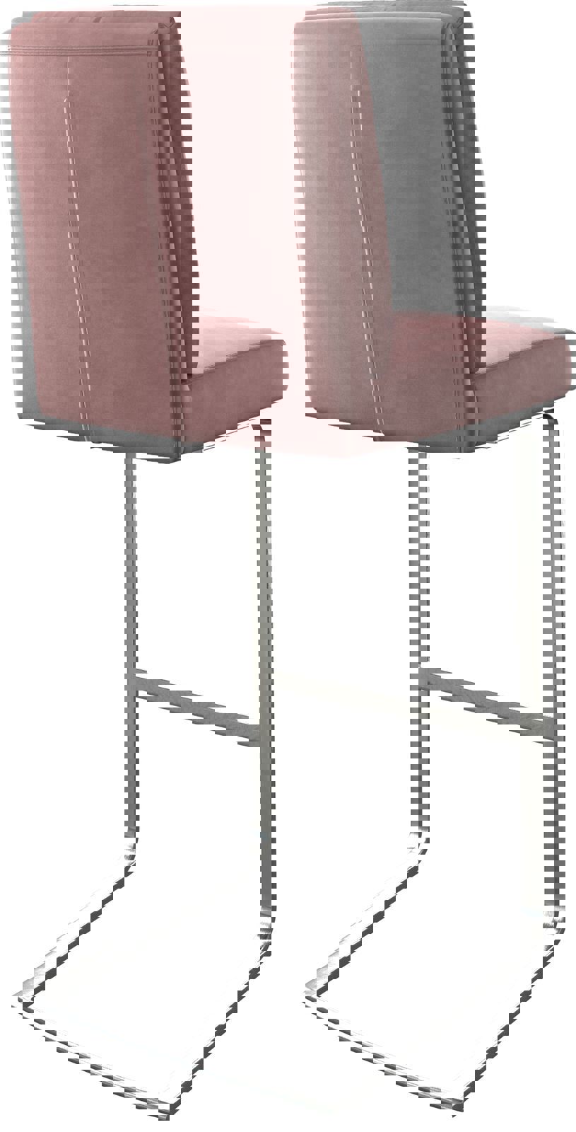 Barstoel Pela-Flex fluweel rosé sledestoel vlak roestvrij staal 4 Barstoel Pela-Flex fluweel rosé sledestoel vlak roestvrij staal 4