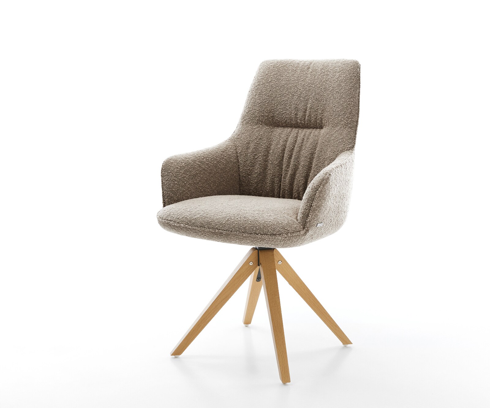 Draaistoel Zelia-Flex met armleuning bouclé mud houten frame hoekig natuur 180° drehbar pocketveer kern 1