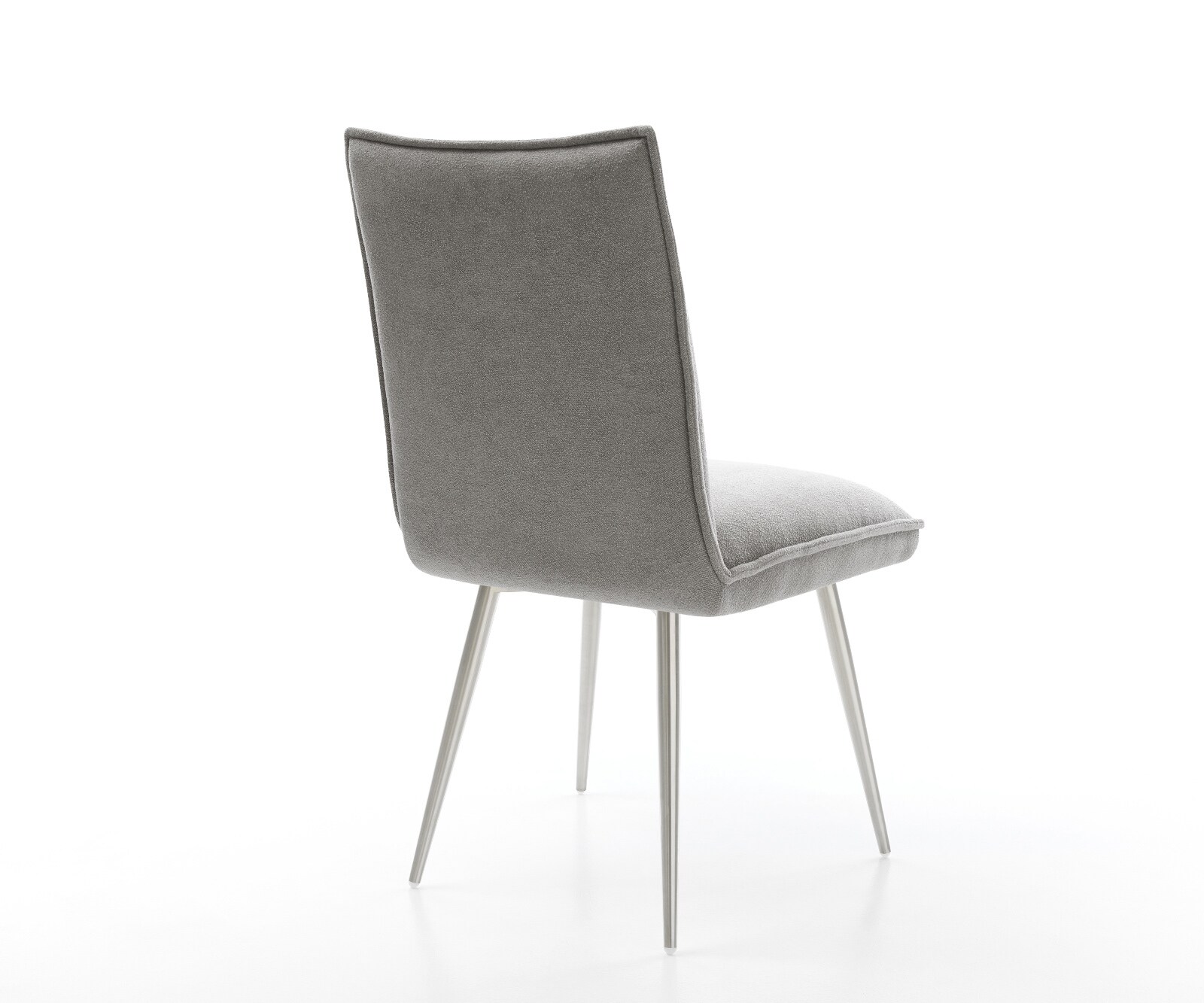 Eetkamerstoel Lelio-Flex zachte stof met structuur grijs 4-poot conisch roestvrij staal pocketveer kern 5