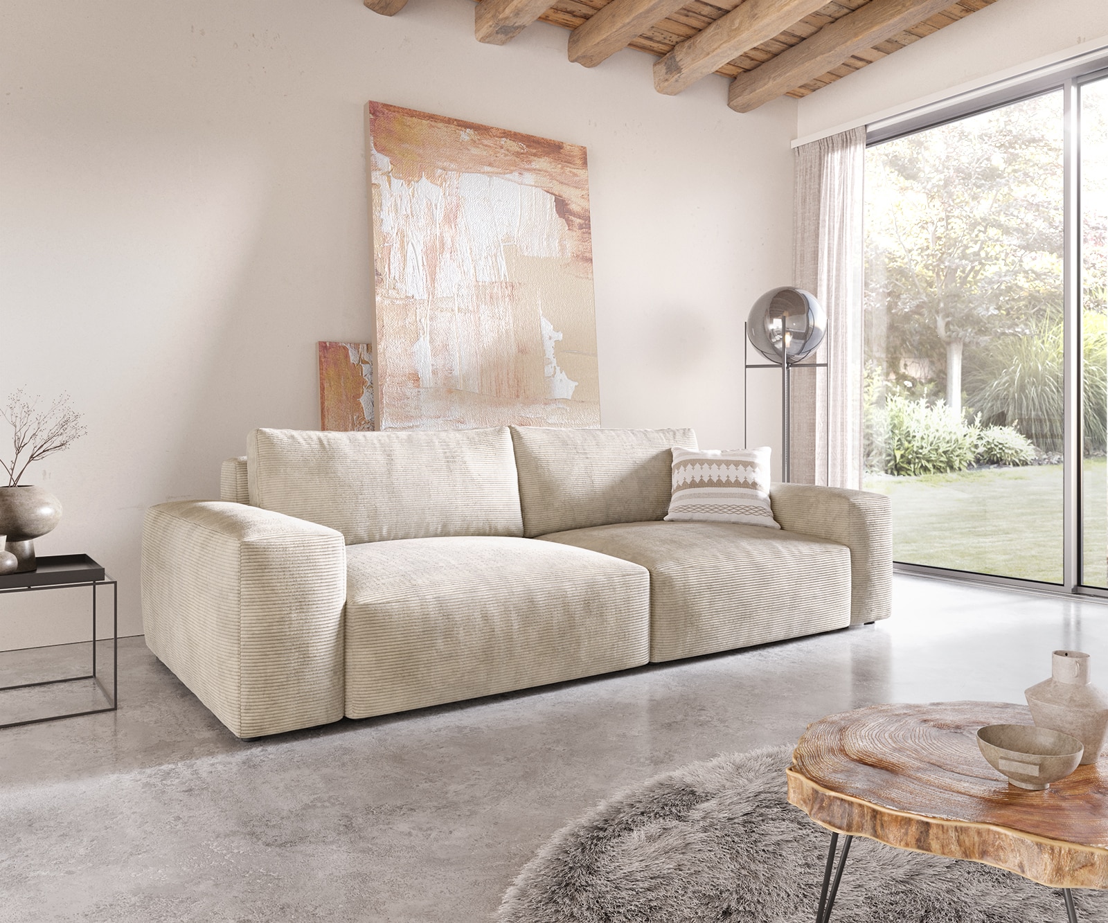Big-sofa Lanzo XL 270x130 cm corduroy beige Big-sofa Lanzo XL 270x130 cm corduroy beige