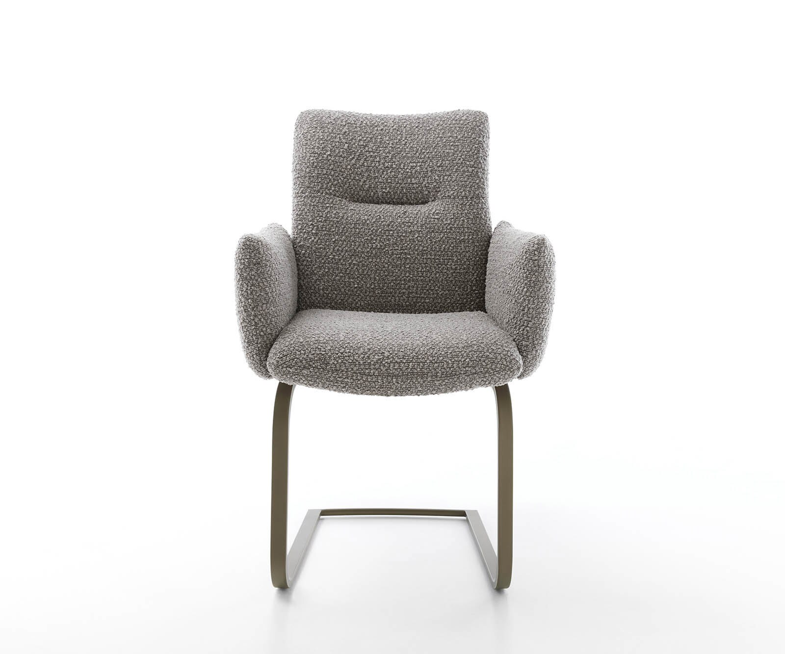 Sledemodel Jova-Flex met armleuning bouclé zilver grijs sledemodel vlak afwerking met titanium pocketveer kern 1 Sledemodel Jova-Flex met armleuning bouclé zilver grijs sledemodel vlak afwerking met titanium pocketveer kern 1