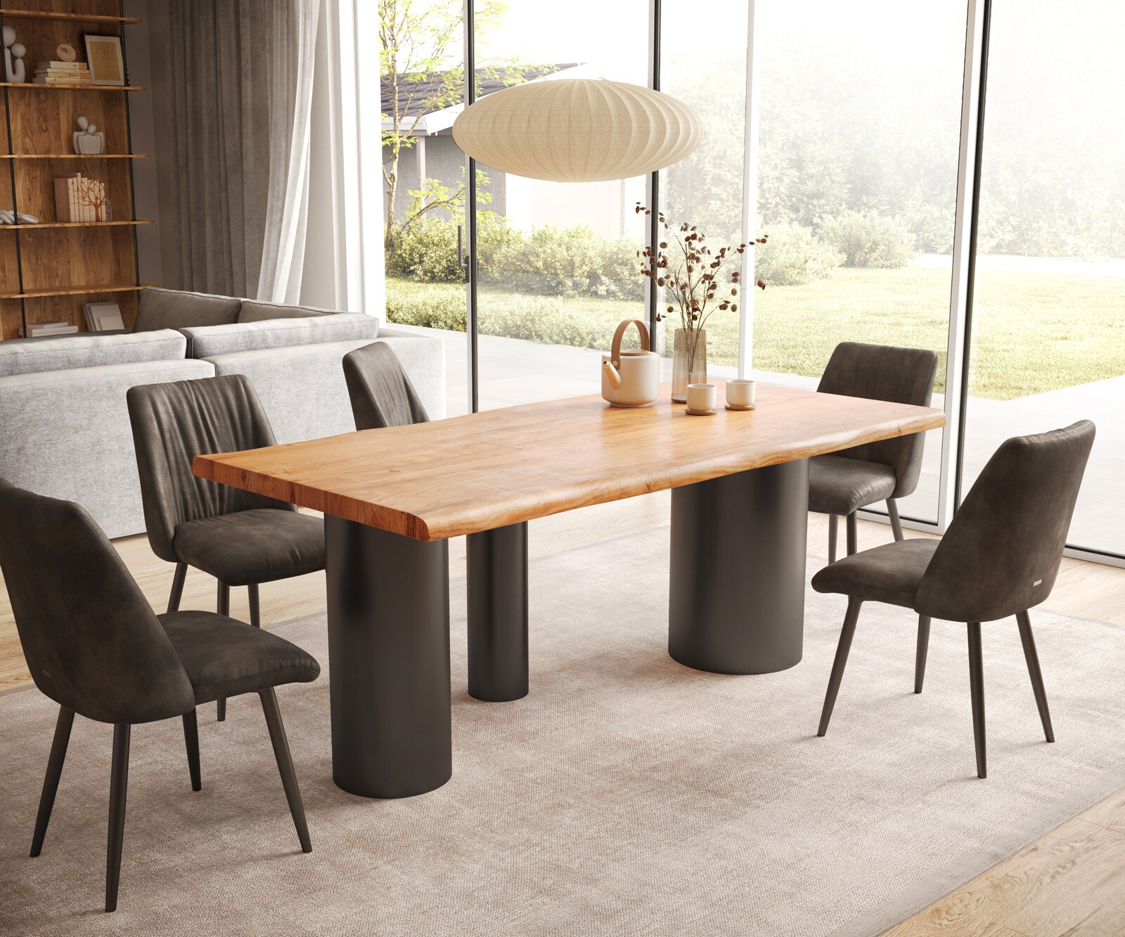 Eettafel Edge 200x100 XL acacia natuur Troa metaal zwart Live-Edge 5