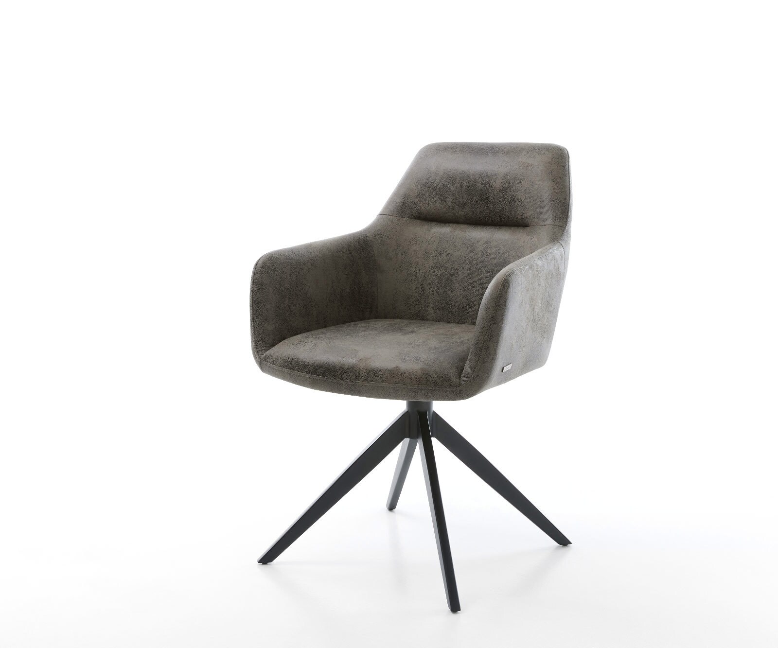 Draaistoel Pejo-Flex microvelours grijs antiek kruisframe breed zwart 360° draaibaar rocker-functie pocketveer kern