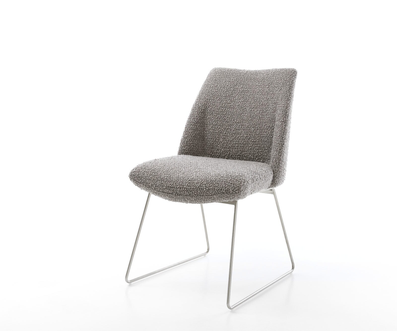 Eetkamerstoel Elso-Flex bouclé zilver grijs slipframe roestvrij staal pocketveer kern