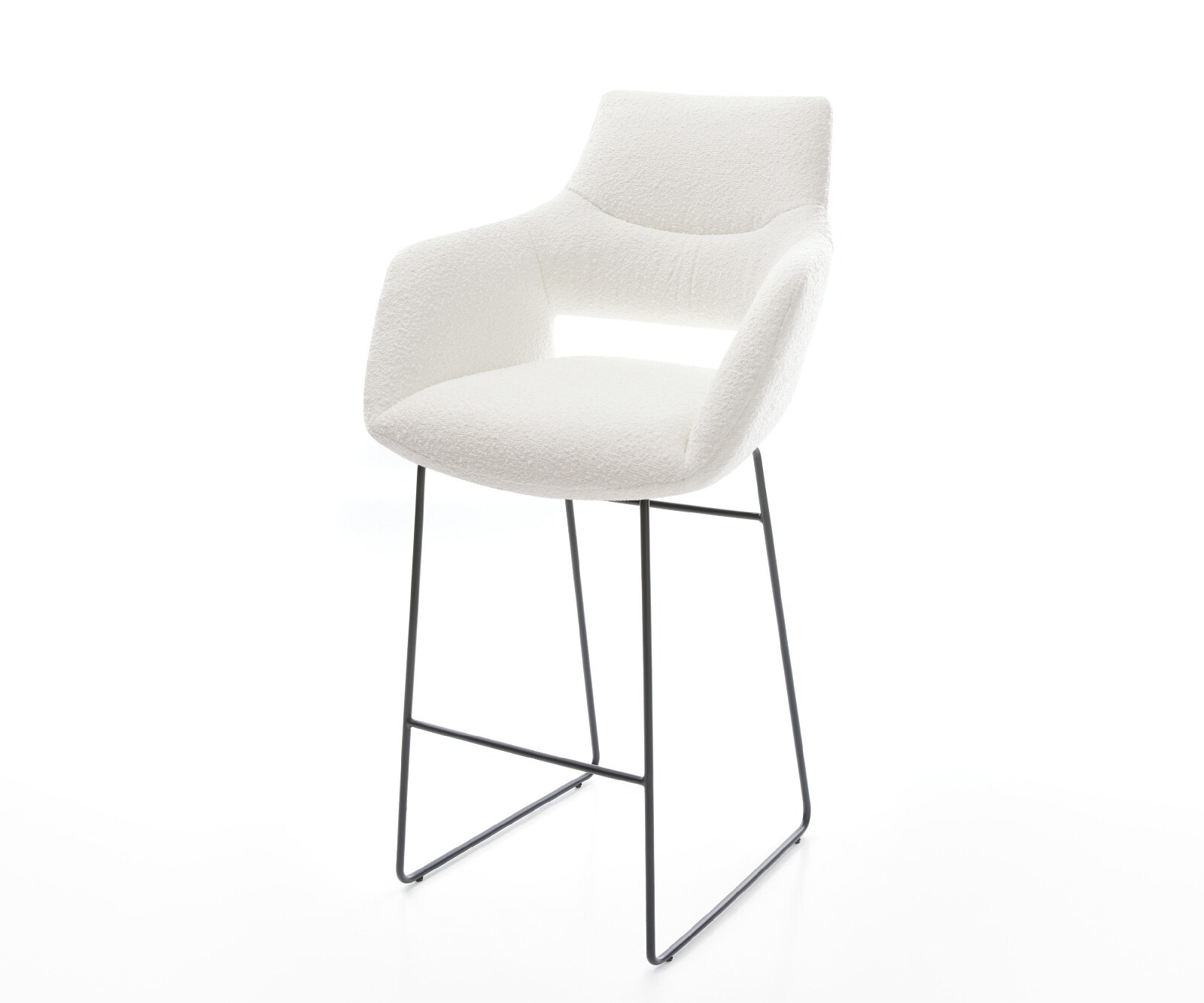 Barstoel Yago-Flex Bouclé Crème-wit Sledeonderstel metaal zwart Zwart Pocketvering 1