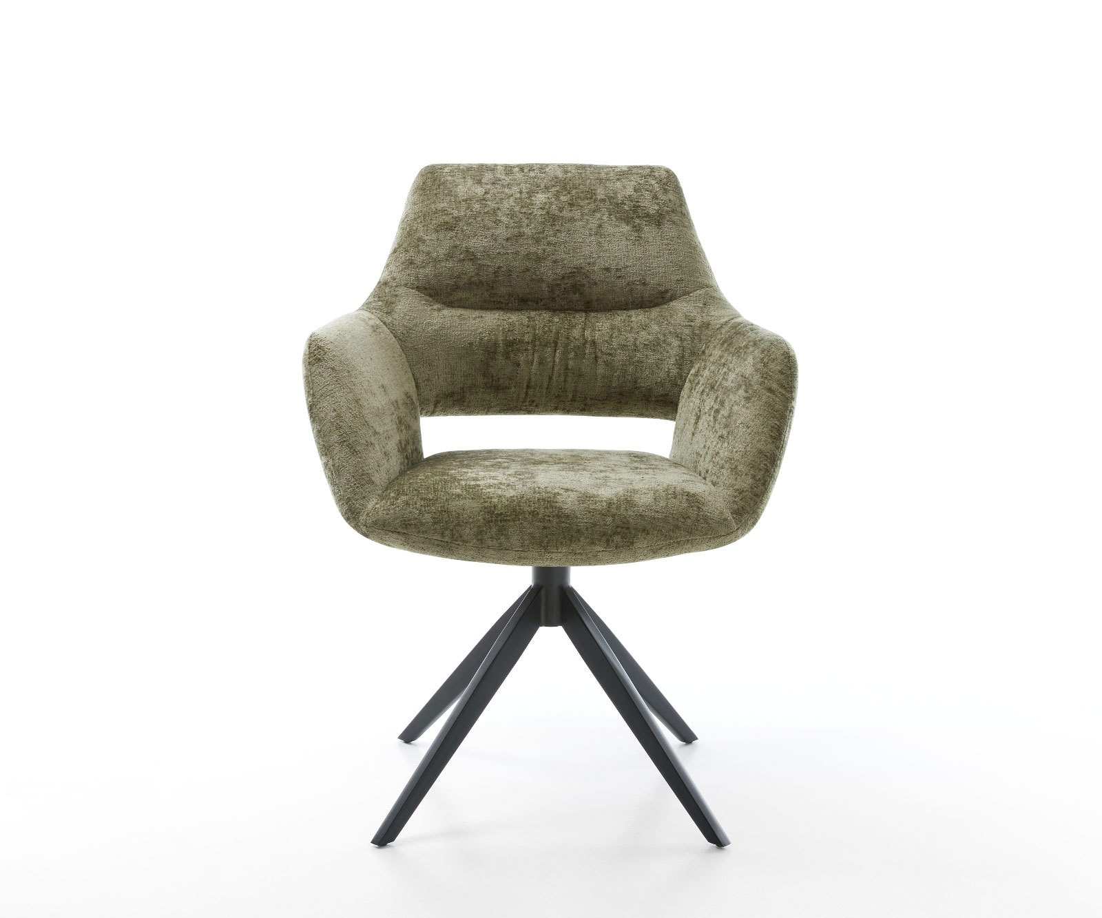 Draaistoel Yago-Flex met armleuning chenille olijfgroen kruisframe breed zwart 360° draaibaar rocker-functie pocketveer kern 1 Draaistoel Yago-Flex met armleuning chenille olijfgroen kruisframe breed zwart 360° draaibaar rocker-functie pocketveer kern 1