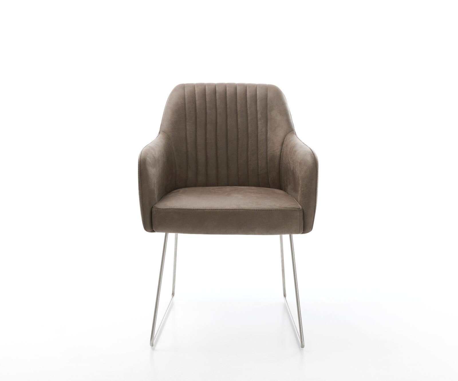 Eetkamerstoel Greg-Flex microvelours taupe vintage slipframe roestvrij staal pocketveer kern 1