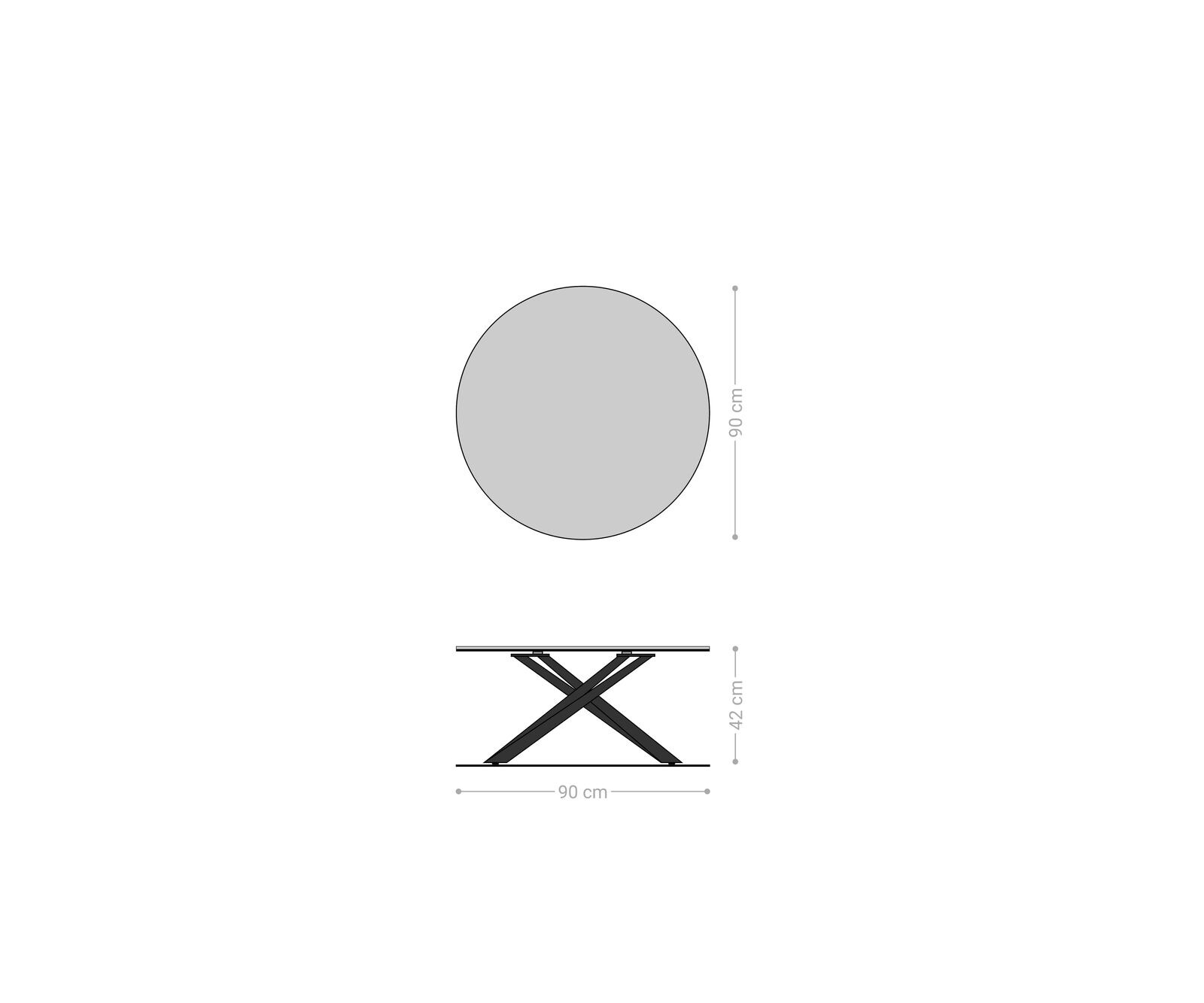 Salontafel Edge rond 90x90 cm keramiek Minas Melange Sarity Metall effectafwerking titaan 6