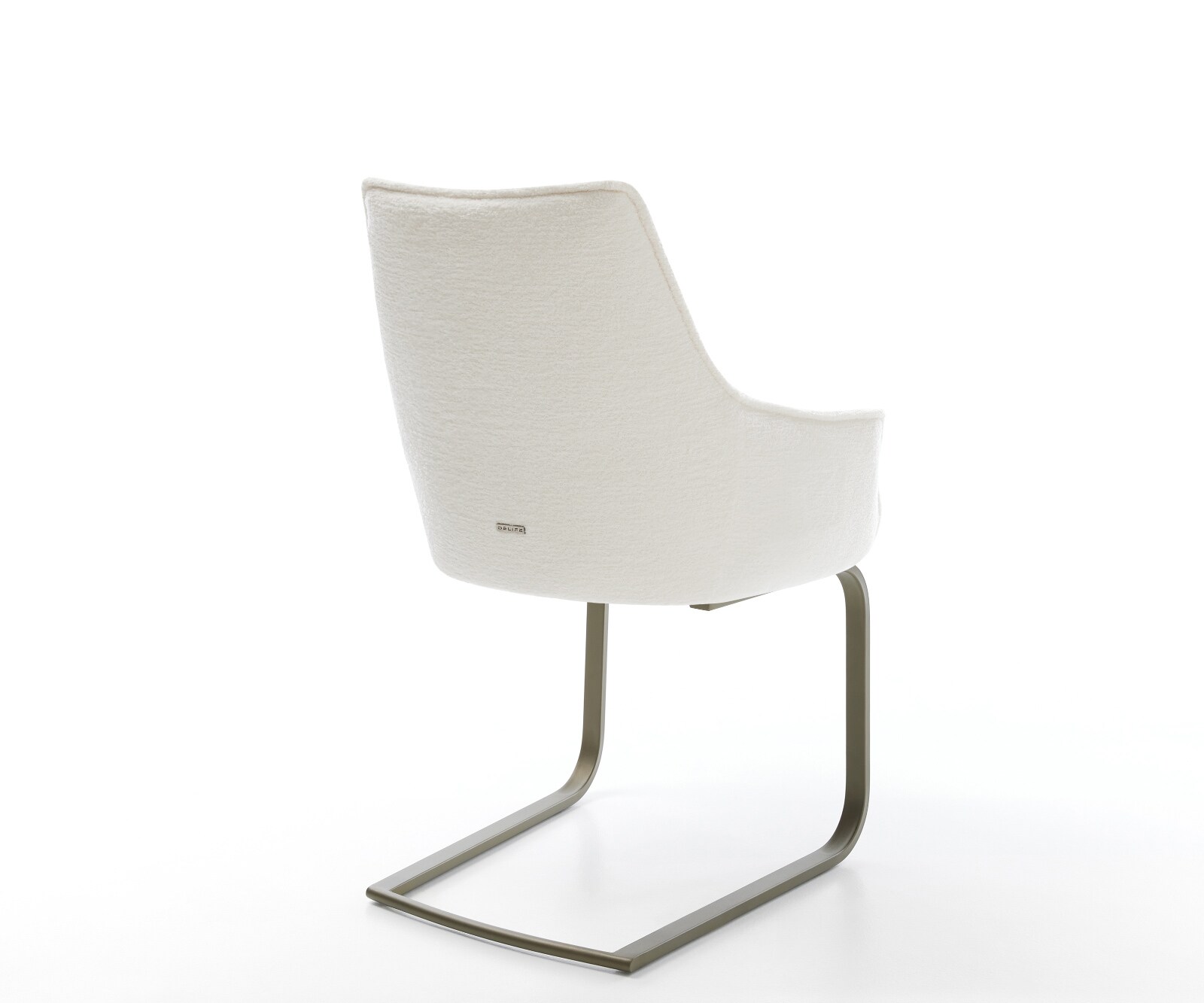 Sledemodel Alja-Flex met armleuning bouclé zacht beige sledemodel vlak afwerking met titanium pocketveer kern 5