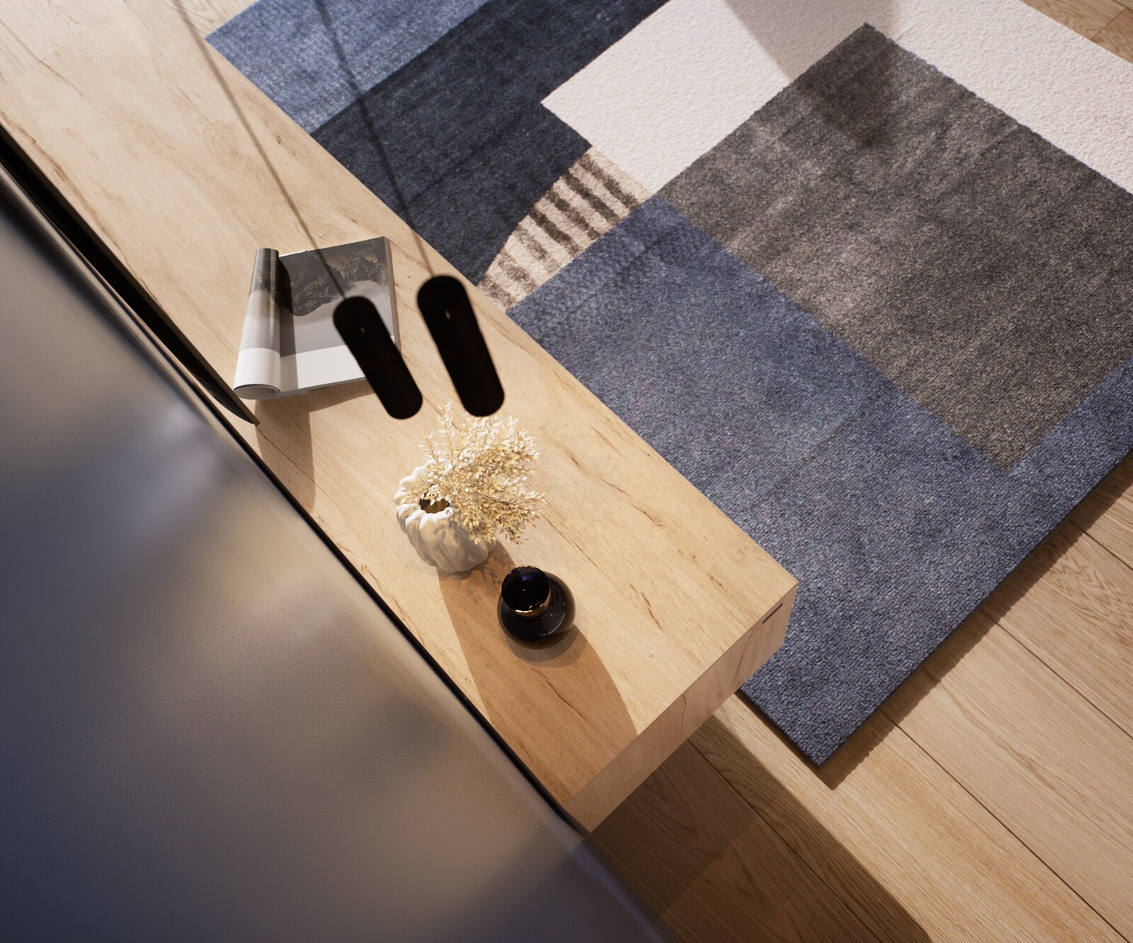 Tv-meubel Cuor 180 cm Keramiek Laminam® Sabbia Eiken gekleurd 1 Flap 2 Laden Zwevend 6