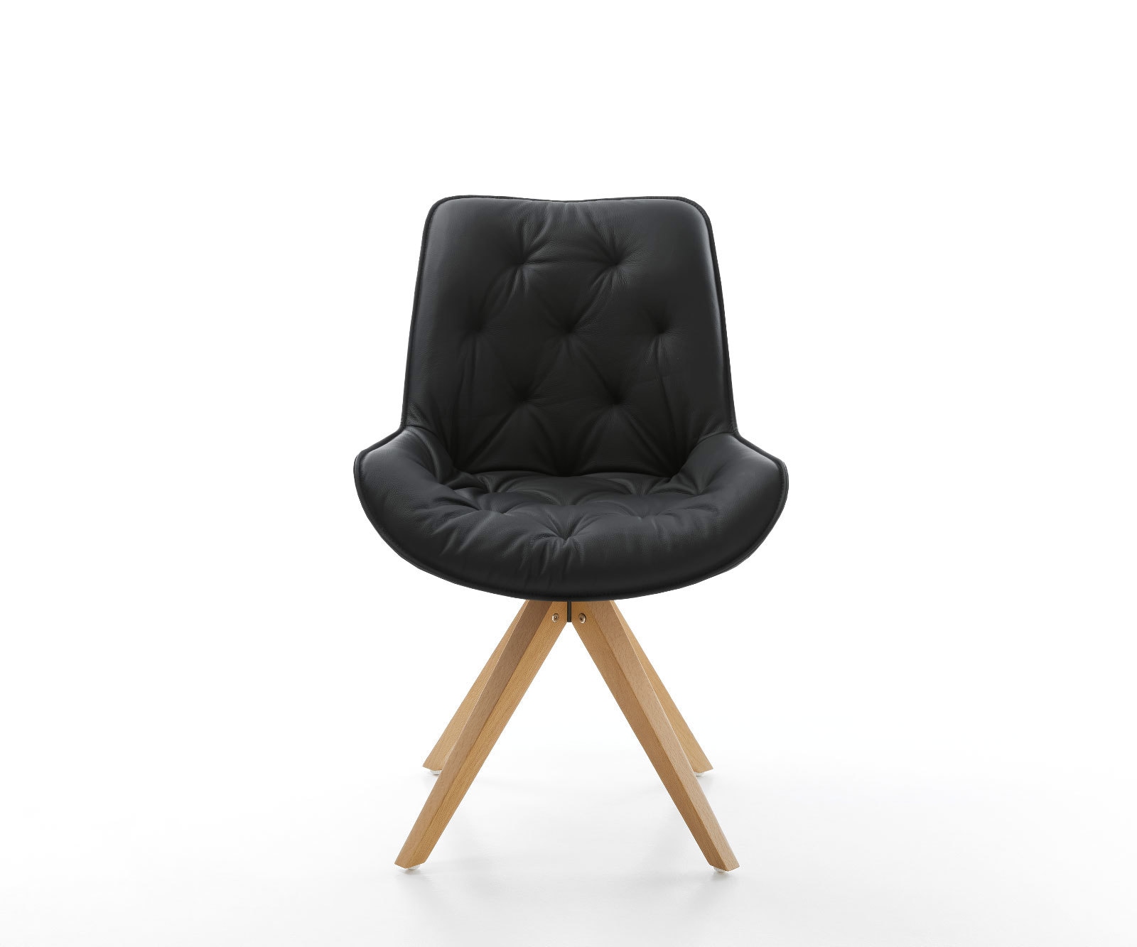 Eetkamerstoel Taimi-Flex echt leer zwart houten frame hoekig natuur 2 Eetkamerstoel Taimi-Flex echt leer zwart houten frame hoekig natuur 2