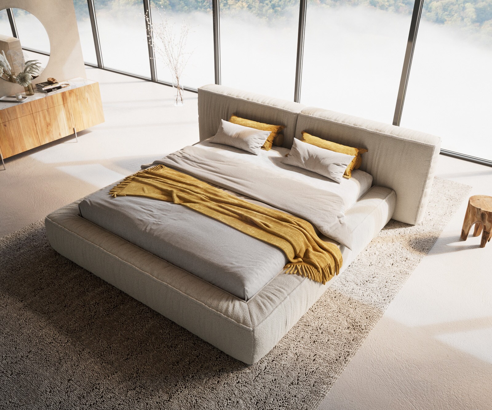 Bedframe Coperti 180x200 cm bouclé crème-wit  1