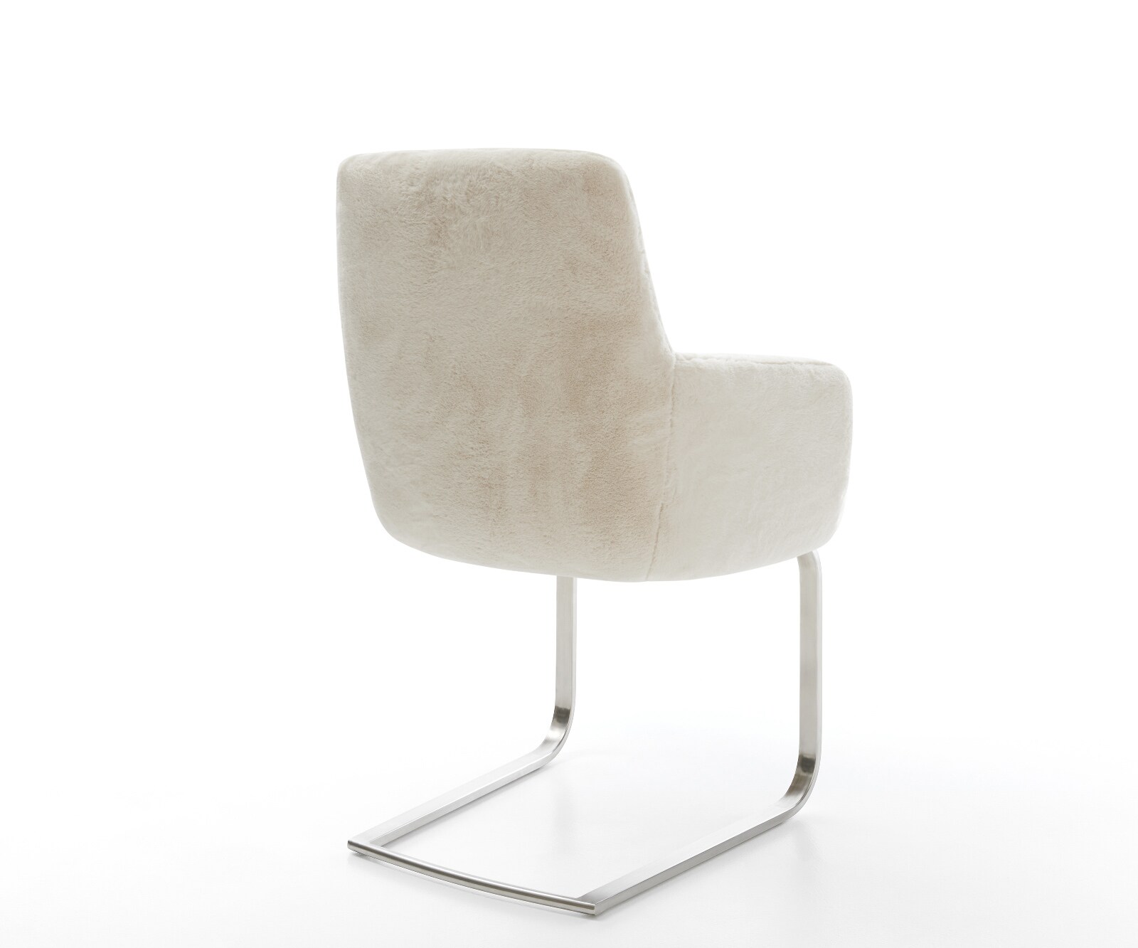 Sledemodel Heira-Flex met armleuning pluchen crème-wit sledemodel vlak roestvrij staal pocketveer kern 5