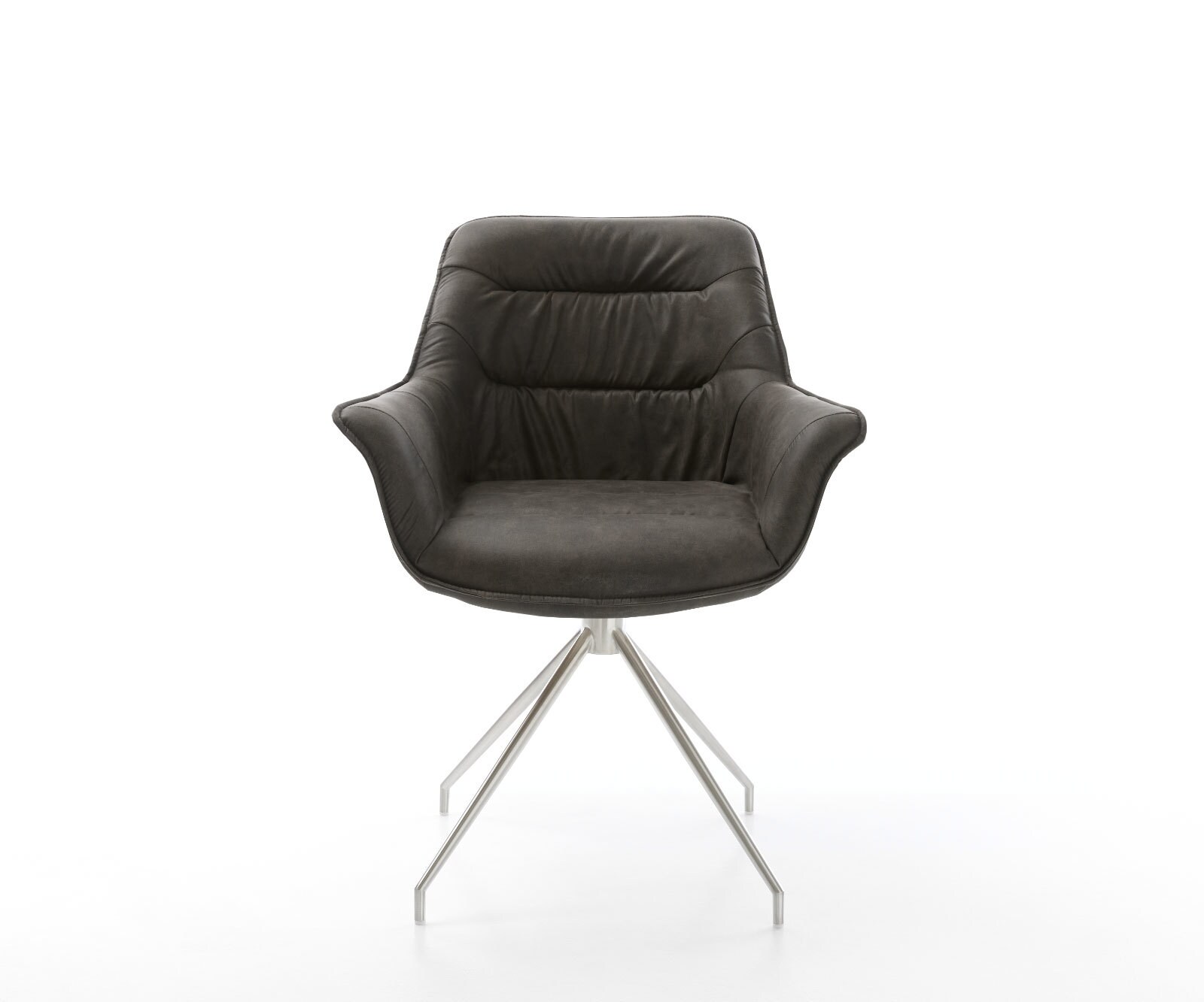 Eetkamerstoel Kaira-Flex microvelours antraciet vintage kruisframe conisch roestvrij staal 1 Eetkamerstoel Kaira-Flex microvelours antraciet vintage kruisframe conisch roestvrij staal 1