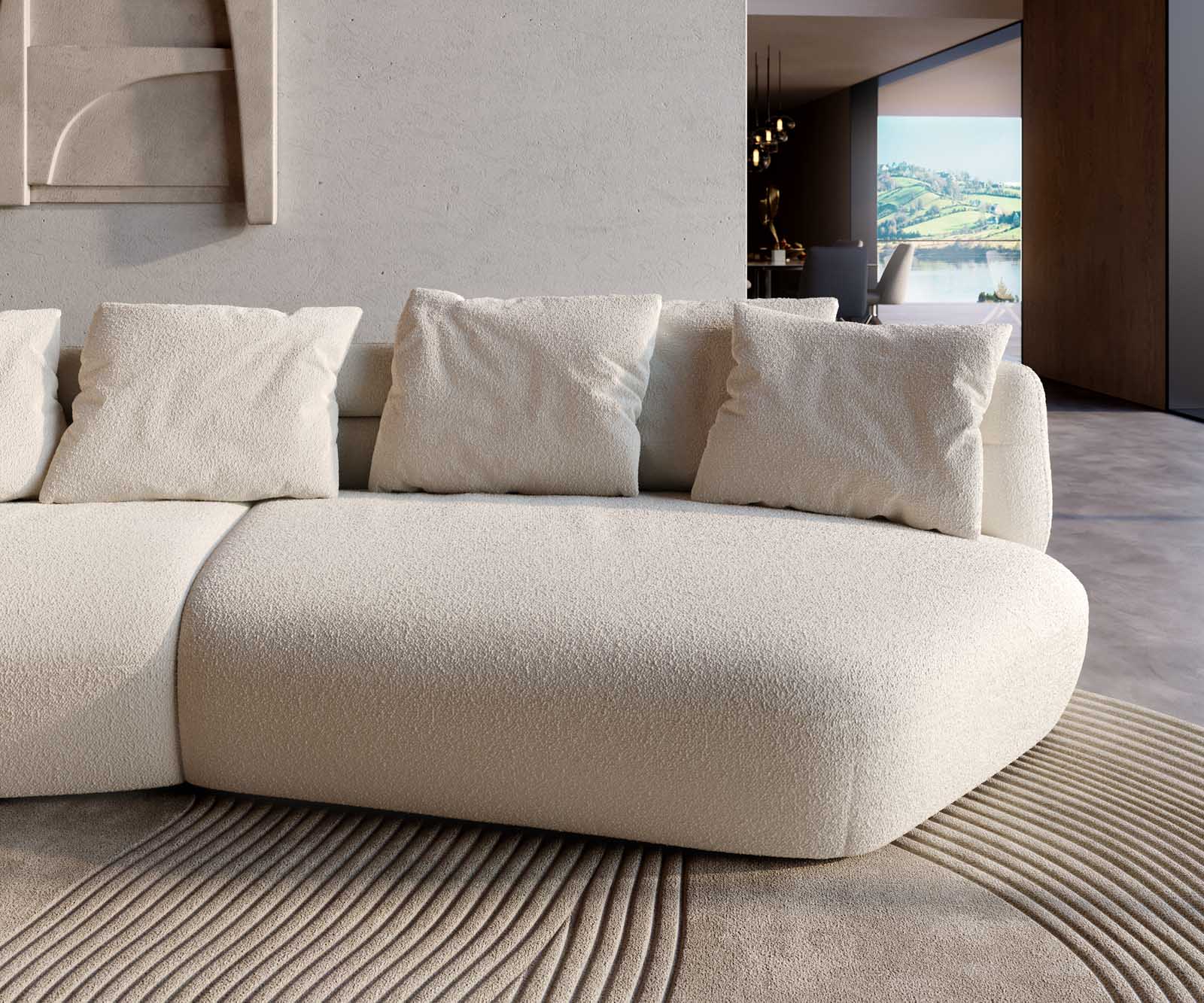 Bank Roya 320x140 cm Bouclé crème-wit  6
