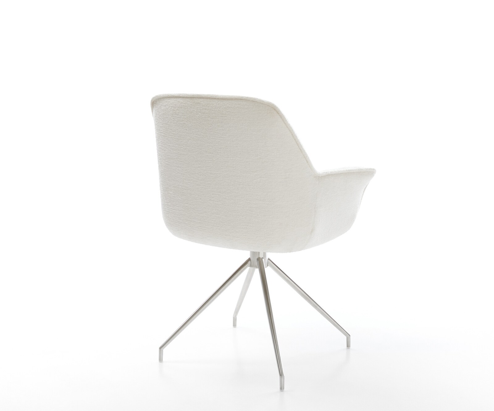 Eetkamerstoel Keila-Flex met armleuning bouclé zacht beige kruisframe conisch roestvrij staal 5