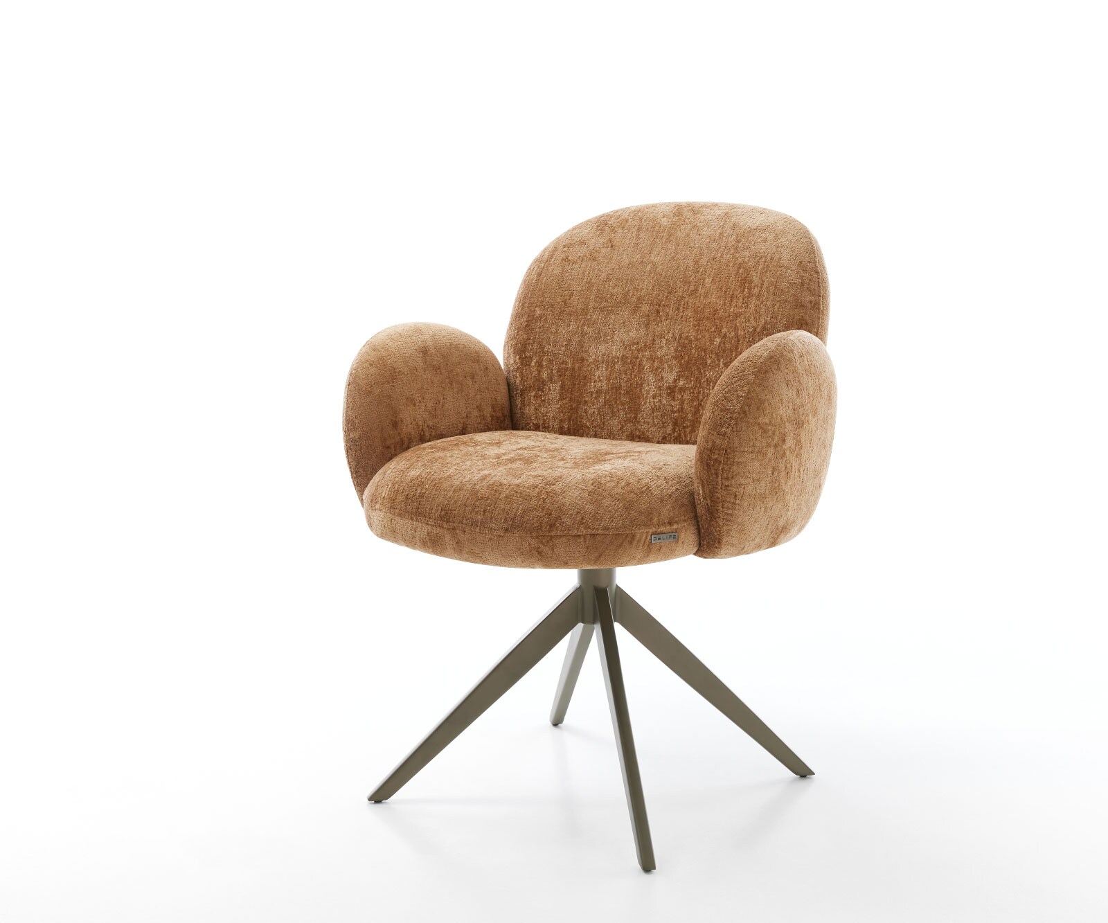 Draaistoel Nube-Flex met armleuning chenille Roest kruisframe breed afwerking met titanium 360° draaibaar rocker-functie pocketveer kern