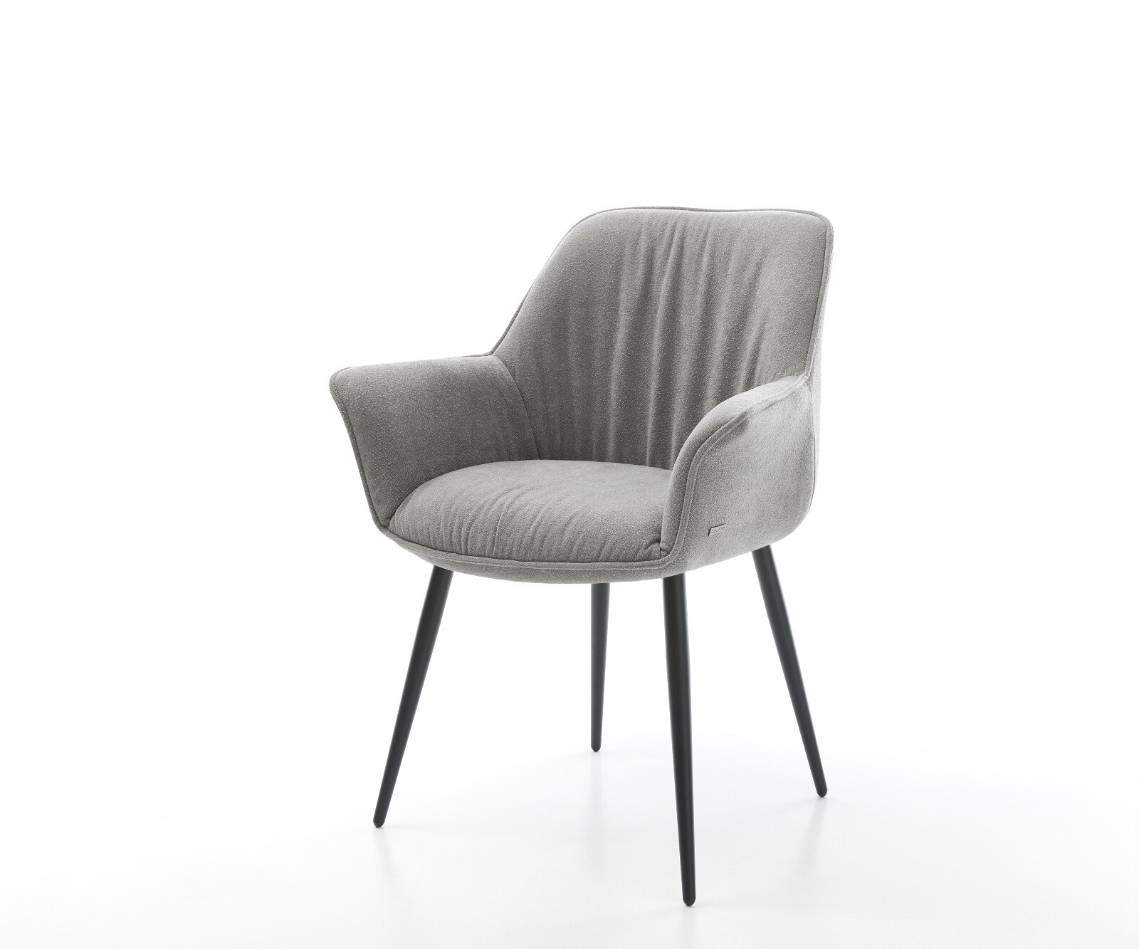 Eetkamerstoel Keila-Flex met armleuning zachte stof met structuur grijs 4-poot conisch zwart