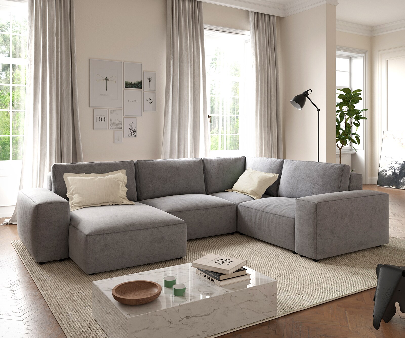 Woonkamer landschap Lanzo variabele recamiere 1