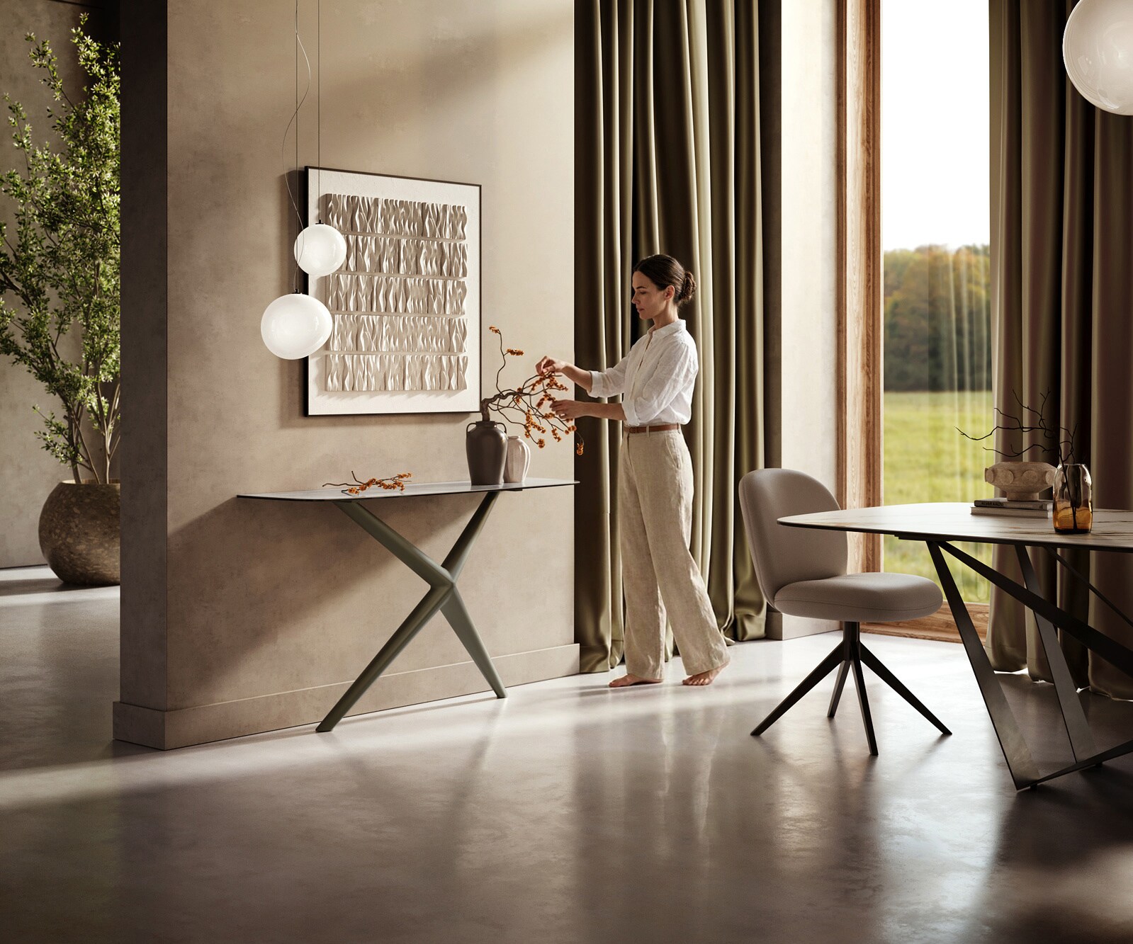 Consoletafel Edge Bootvorm 140x40 cm Keramiek Onyx Pearl Estelo Metaal Effektfinish Titan 6