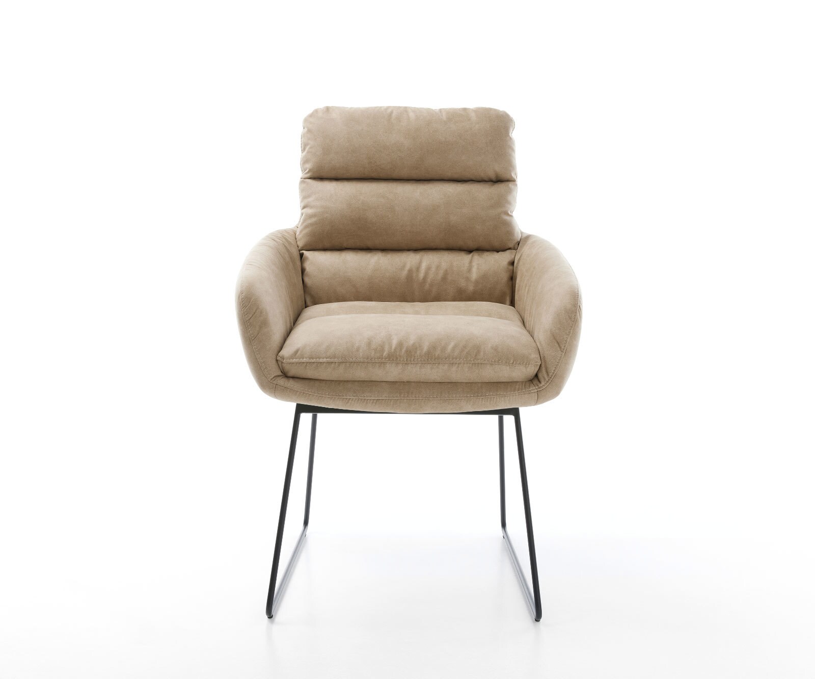 Eetkamerstoel Abelia-Flex met armleuning microvelours beige vintage slipframe zwart 1 Eetkamerstoel Abelia-Flex met armleuning microvelours beige vintage slipframe zwart 1