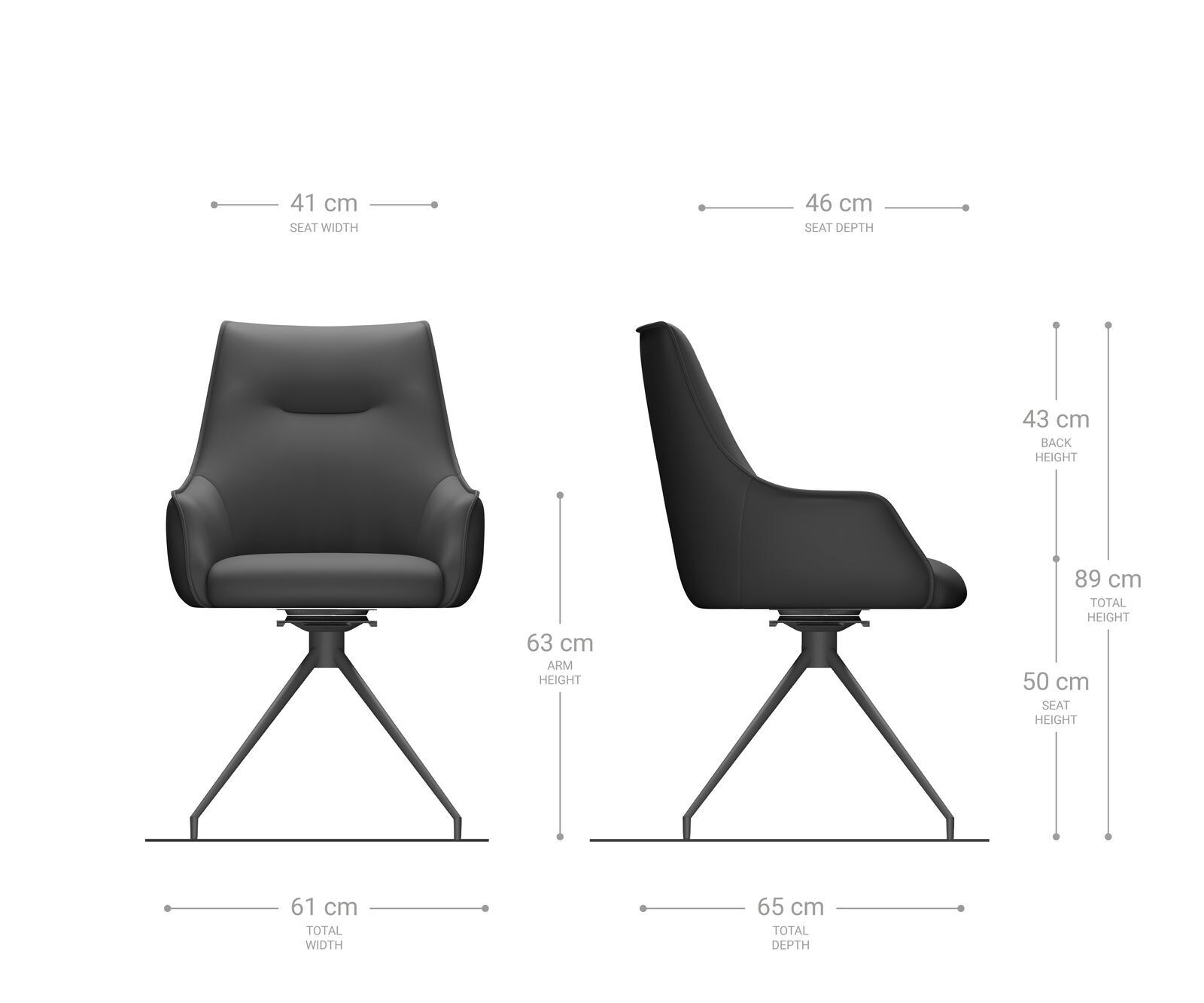 Draaistoel Alja-Flex met armleuning materiaalmix mud kruisframe conisch zwart 180° draaibaar pocketveer kern 5