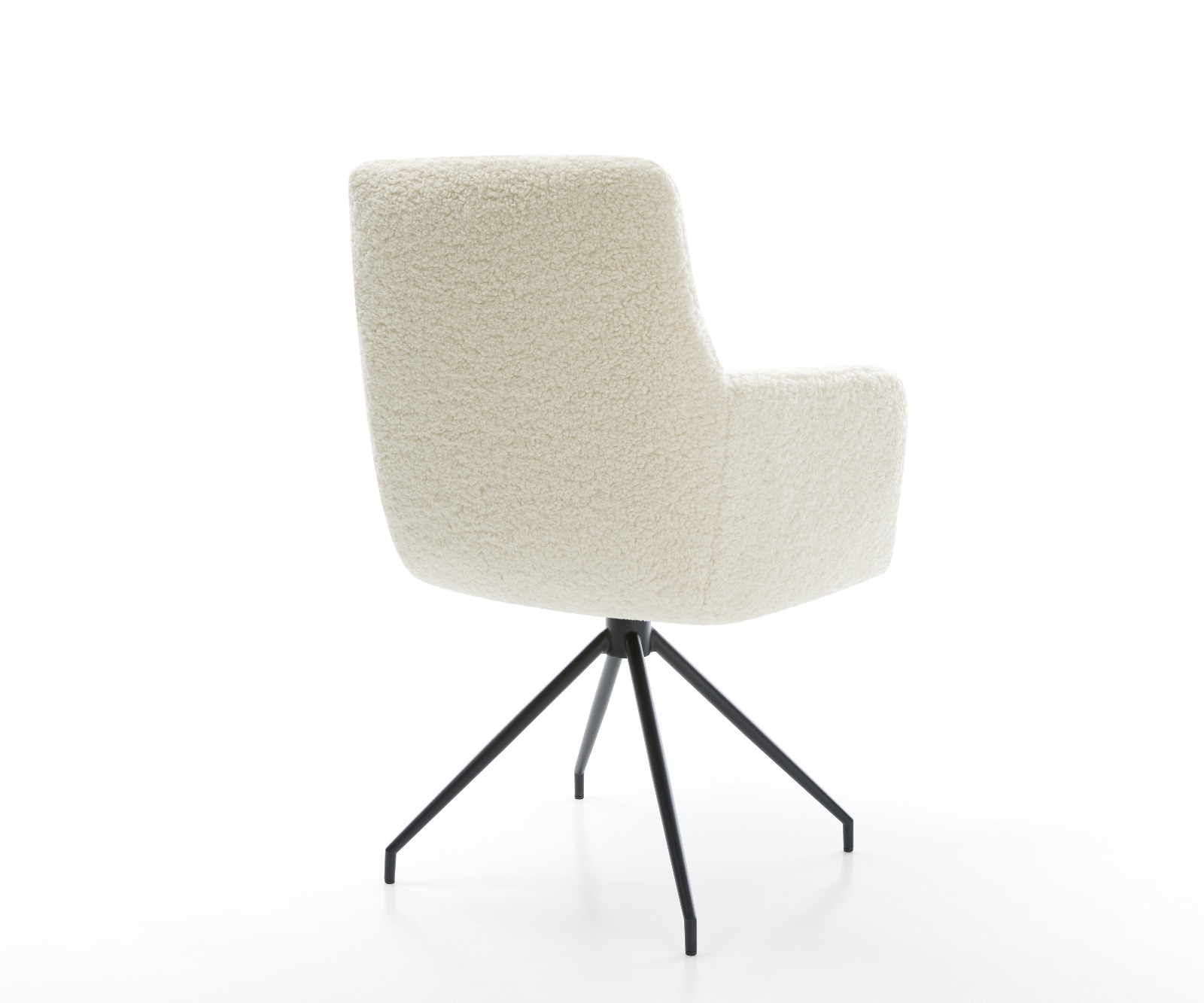 Eetkamerstoel Heira-Flex met armleuning teddy beige kruisframe conisch zwart pocketveer kern 5