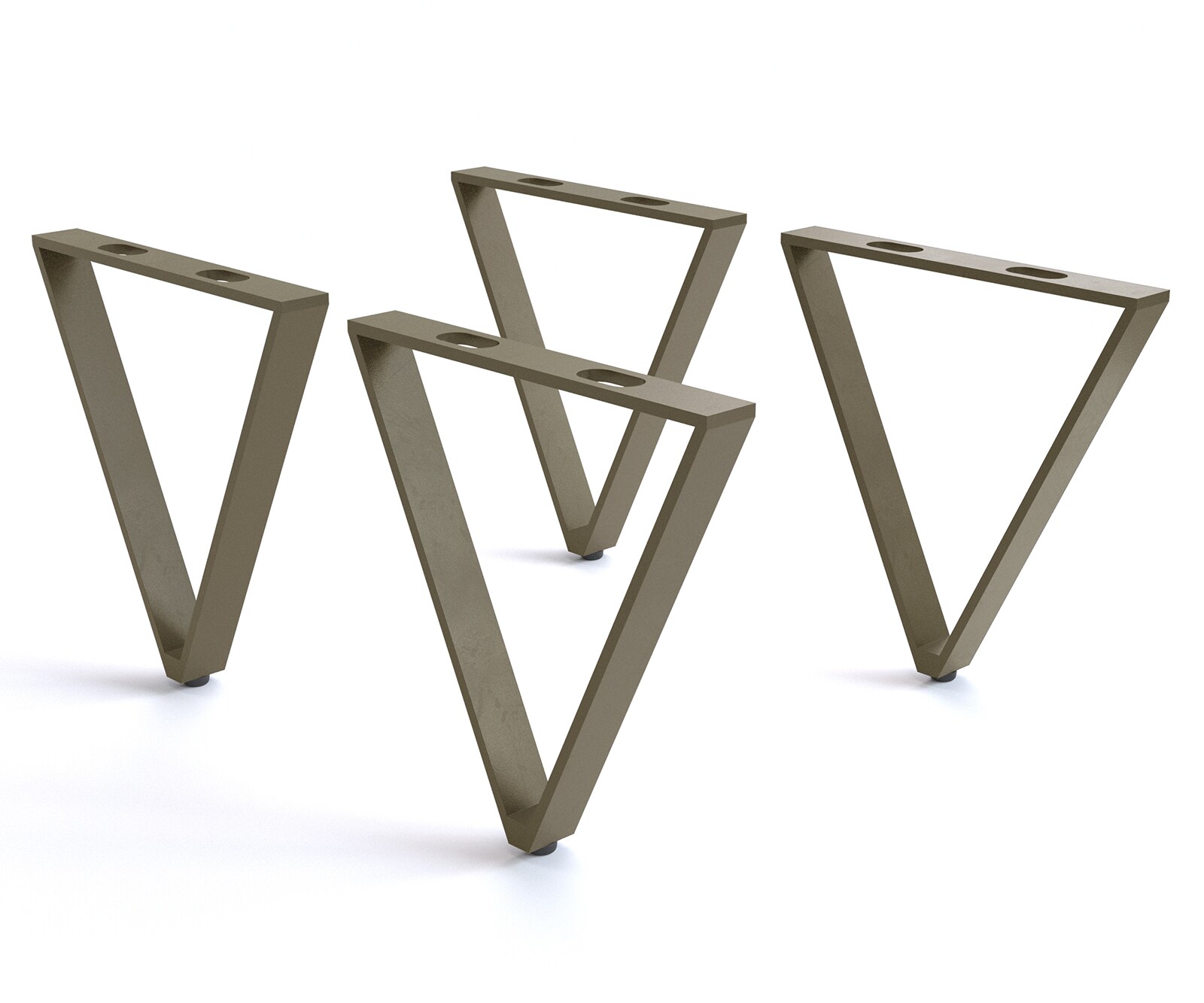Poot V-vorm 20 cm metaal effectafwerking titanium voor alle meubeltypen (set van 4)