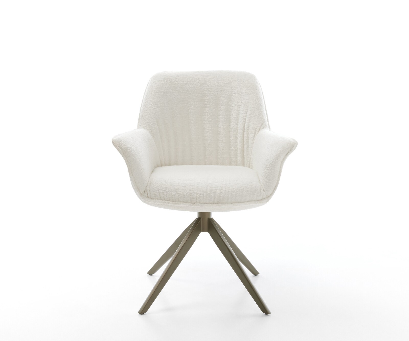 Draaistoel Keila-Flex met armleuning bouclé zacht beige kruisframe breed afwerking met titanium 360° draaibaar rocker-functie 1