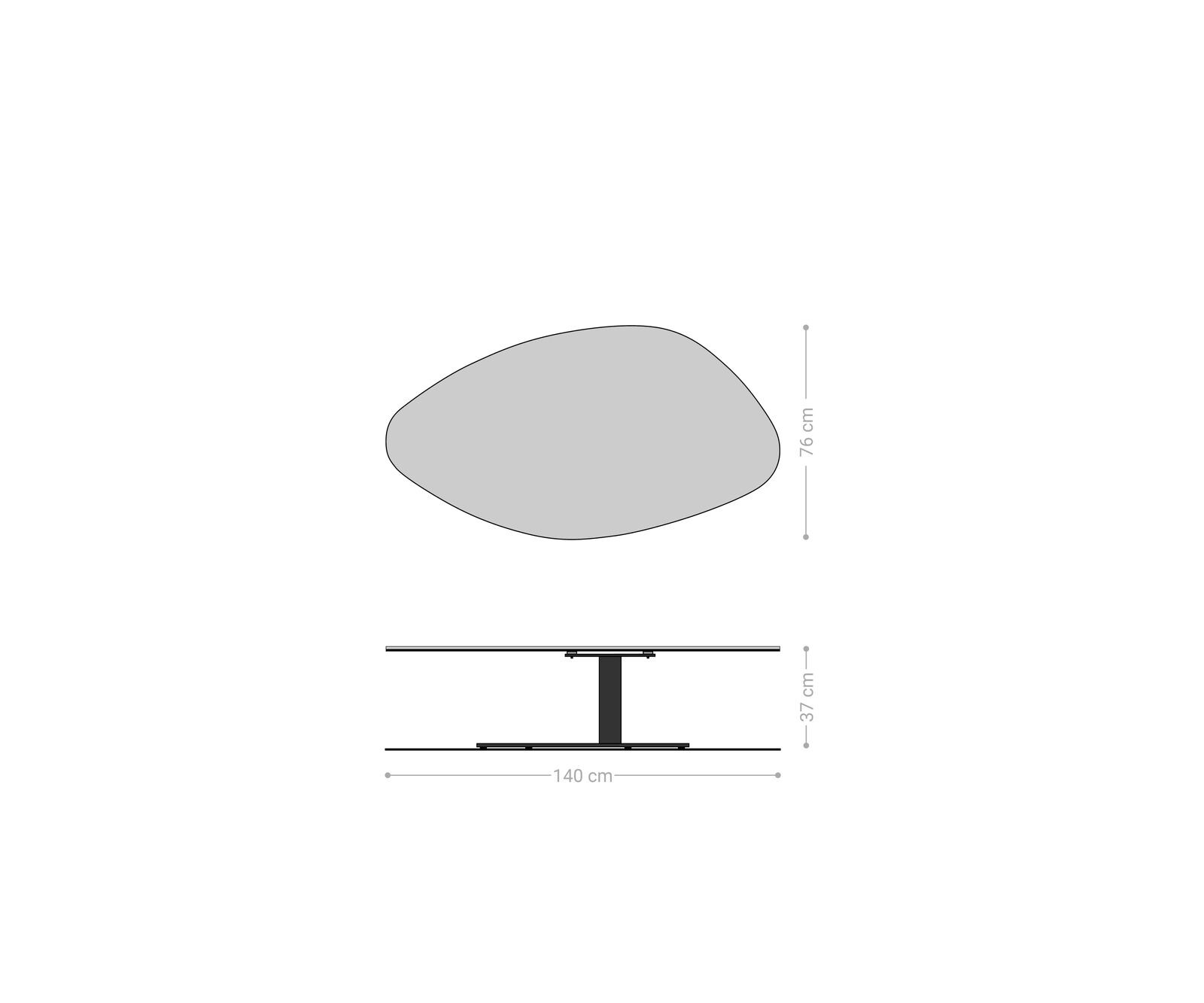 Salontafel Edge Organisch 140x76 cm keramiek Minas Melange Vibany Metall effectafwerking titaan 6