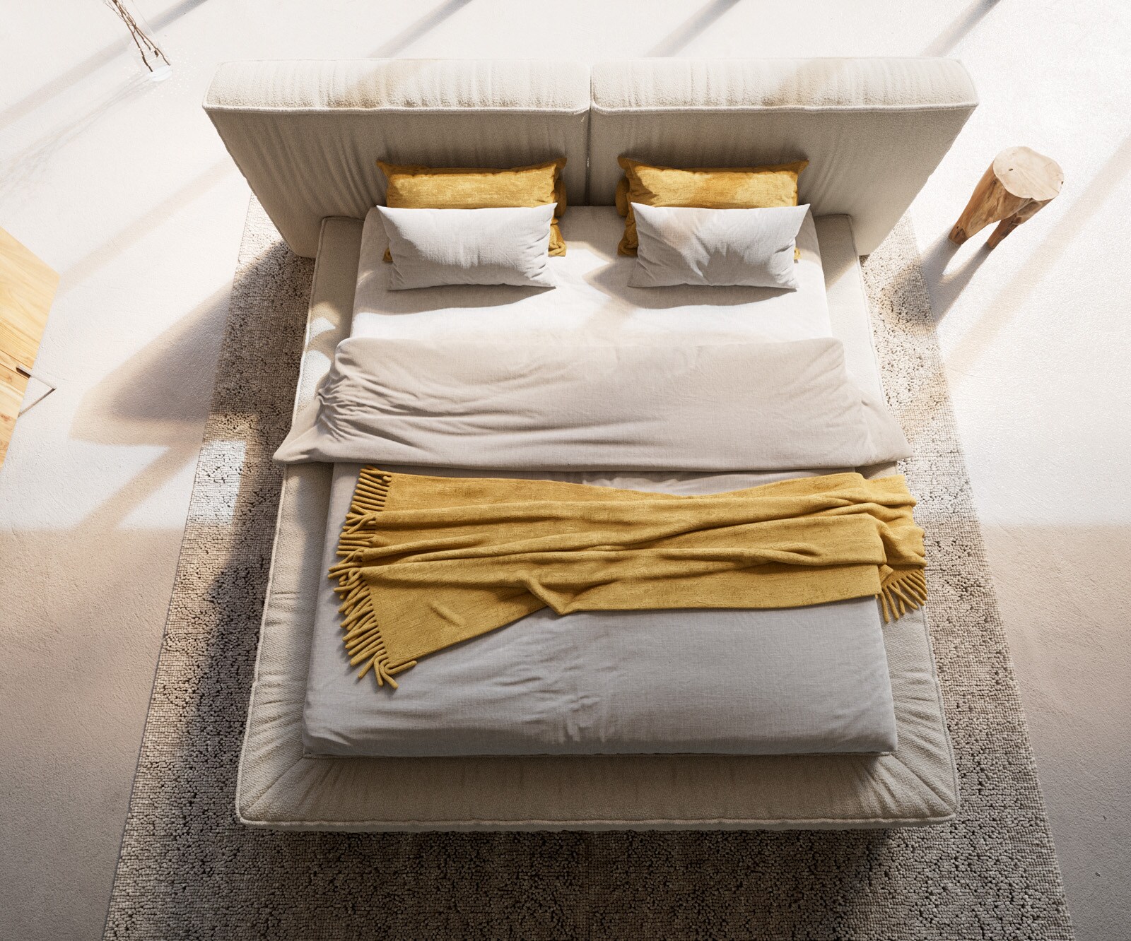 Bedframe Coperti 180x200 cm bouclé crème-wit  5
