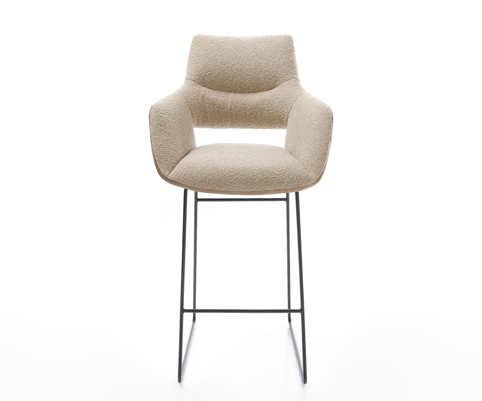 Barstoel Yago-Flex Mix van materialen Microvezel modder / bouclé modder Metalen sledestoel Zwart Pocketvering 2