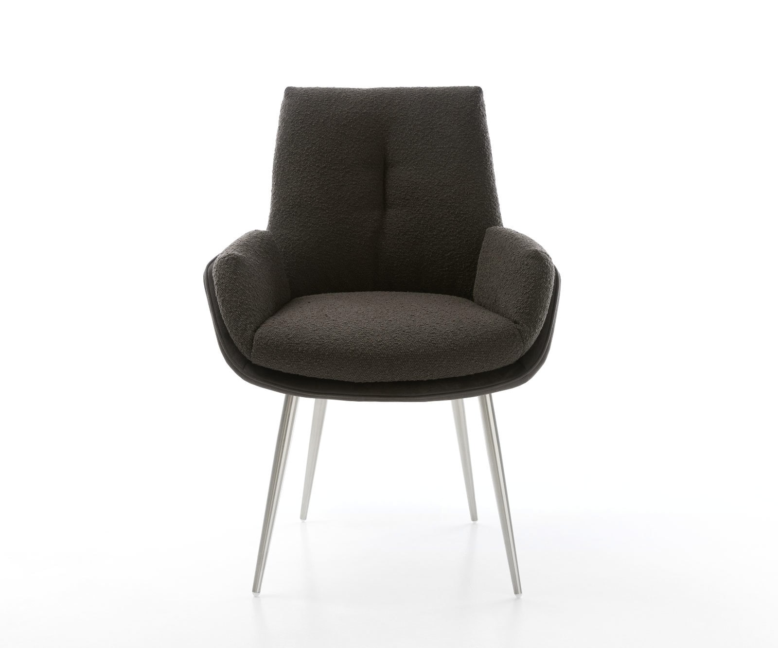 Eetkamerstoel Clea-Flex materiaalmix zwart 4-poot conisch roestvrij staal 1 Eetkamerstoel Clea-Flex materiaalmix zwart 4-poot conisch roestvrij staal 1