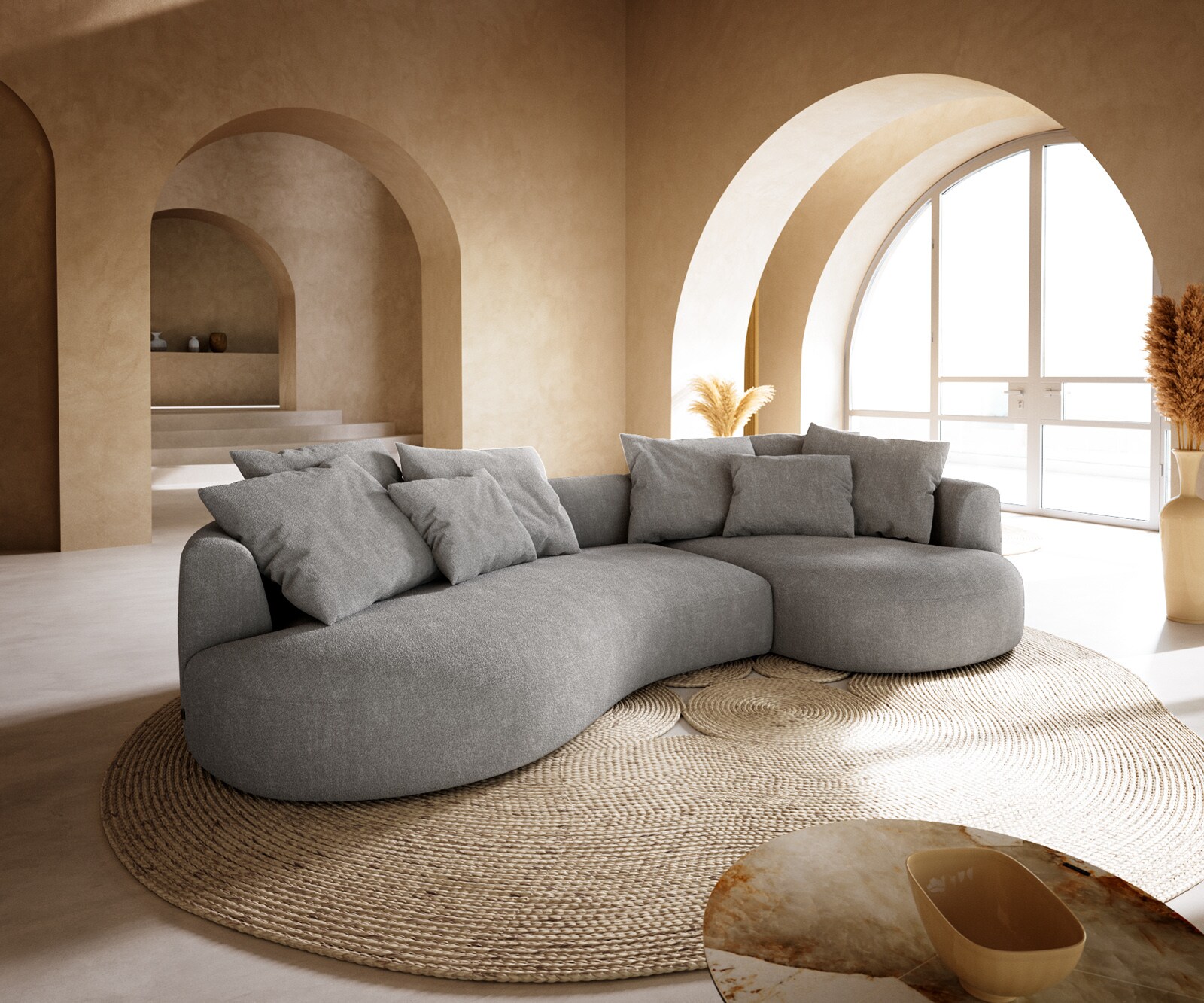 Big-Sofa Edina 330x170 cm structuurstof soft grijs