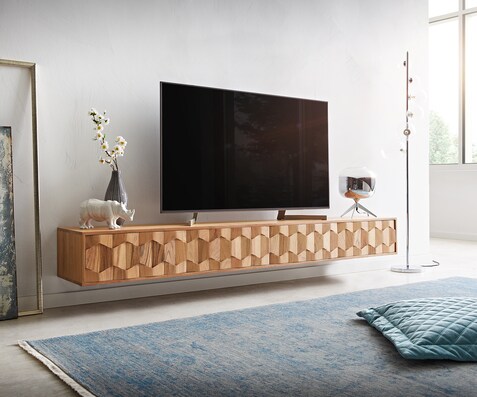 Tv-meubel Fevo 220 cm acacia natuur 4 deuren L-poot