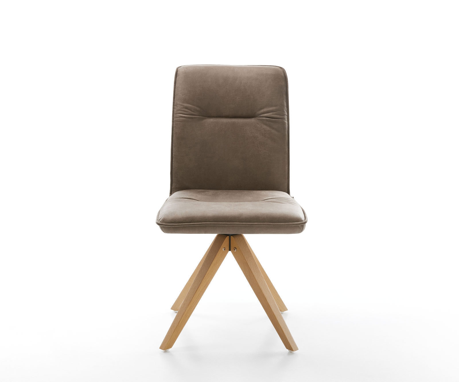 Eetkamerstoel Vinjo-Flex microvelours taupe vintage houten frame hoekig natuur 2