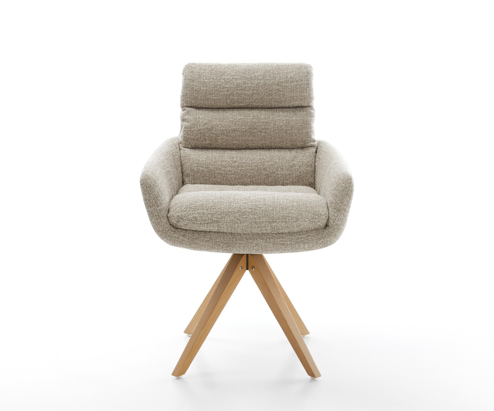 Draaistoel Abelia-Flex met armleuning geweven stof beige houten frame hoekig natuur 180° draaibaar 2