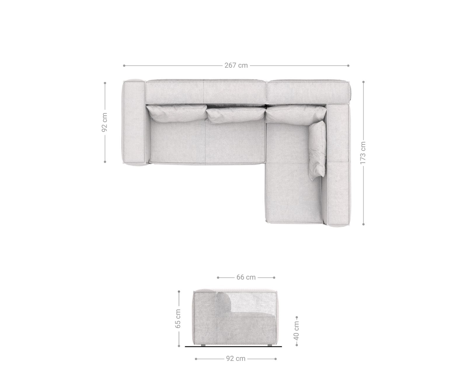 Hoekbank Brom 267x173 cm Grafiet ottomane variabel  6 Hoekbank Brom 267x173 cm Grafiet ottomane variabel  6