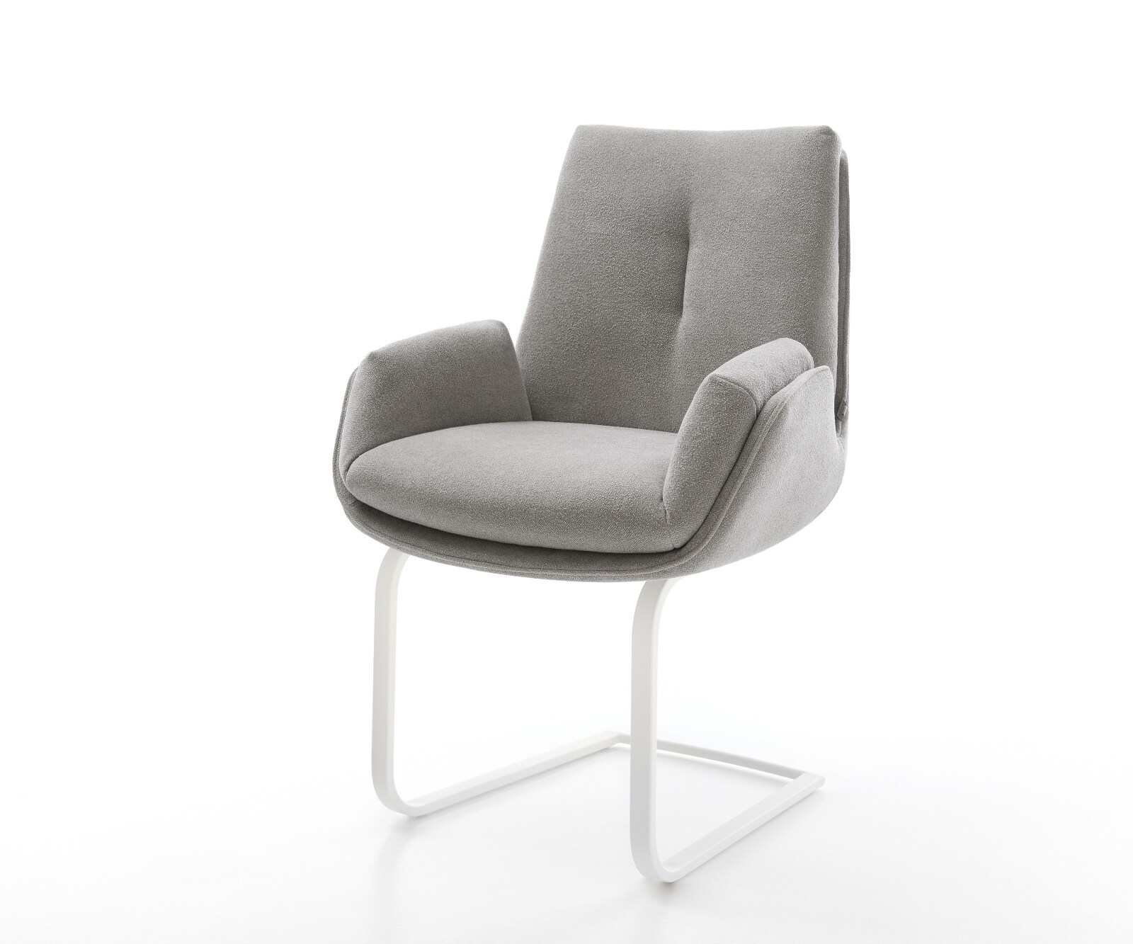 Sledemodel Clea-Flex zachte stof met structuur grijs sledemodel vlak wit pocketveer kern 1