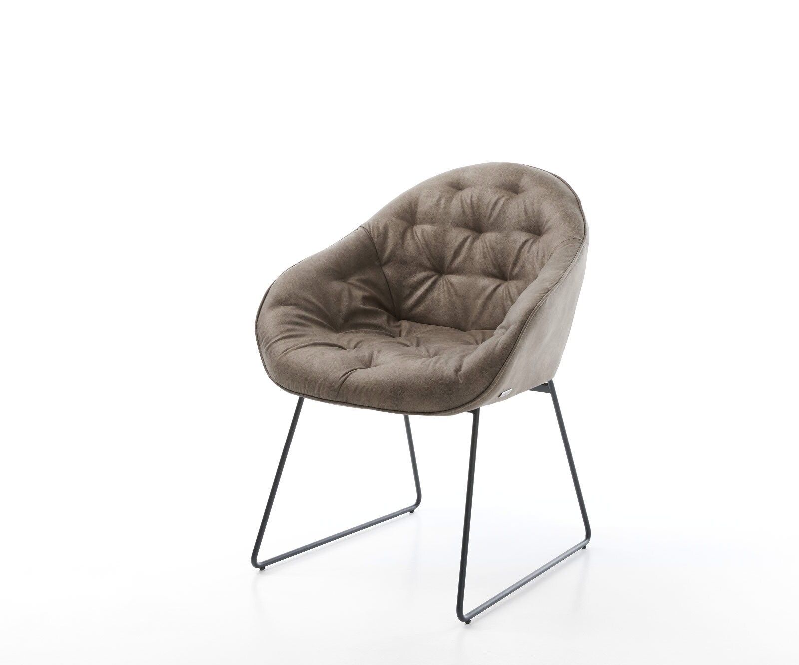 Eetkamerstoel Gaio-Flex microvelours taupe vintage slipframe zwart