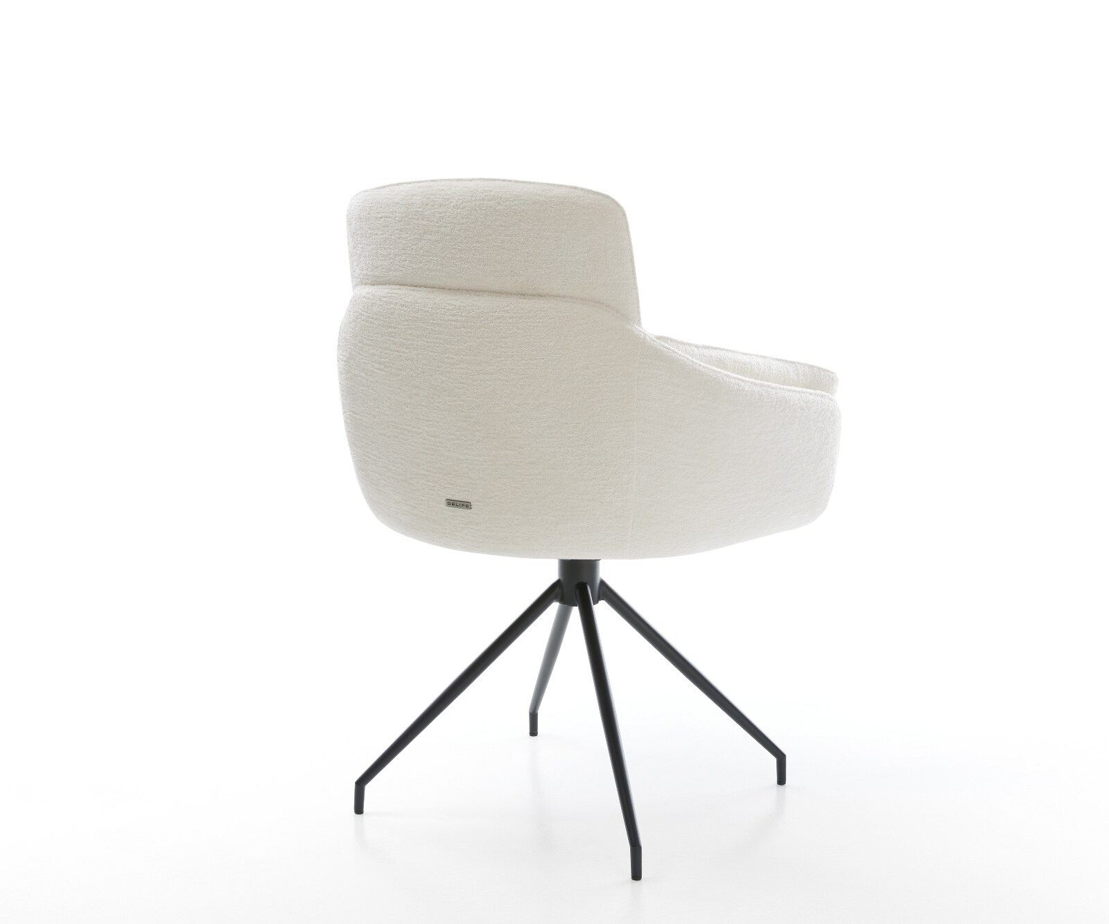 Eetkamerstoel Luan-Flex met armleuning bouclé zacht beige kruisframe conisch zwart 4