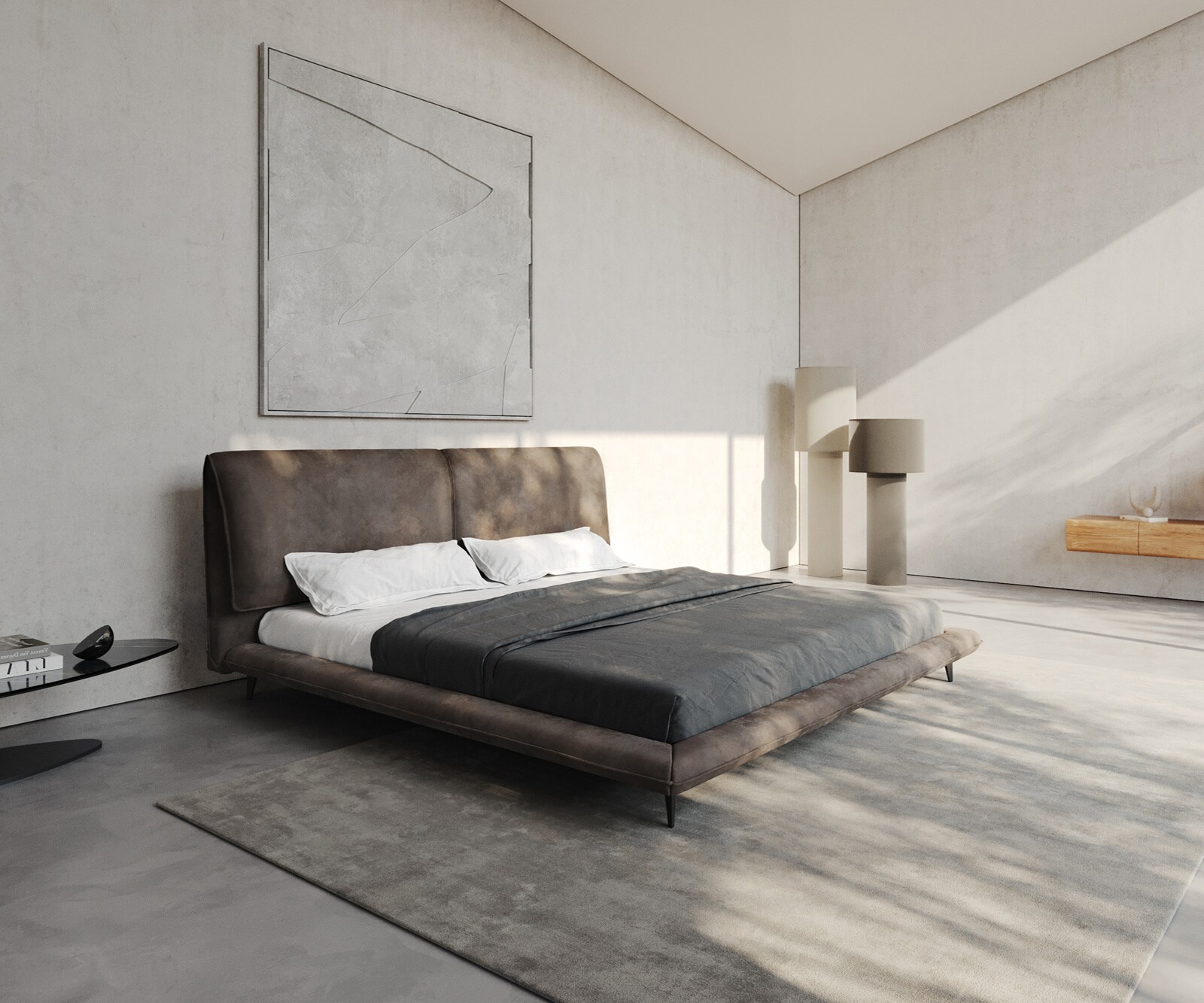 Bedframe Cusino 180x200 cm microvezel taupe vintage