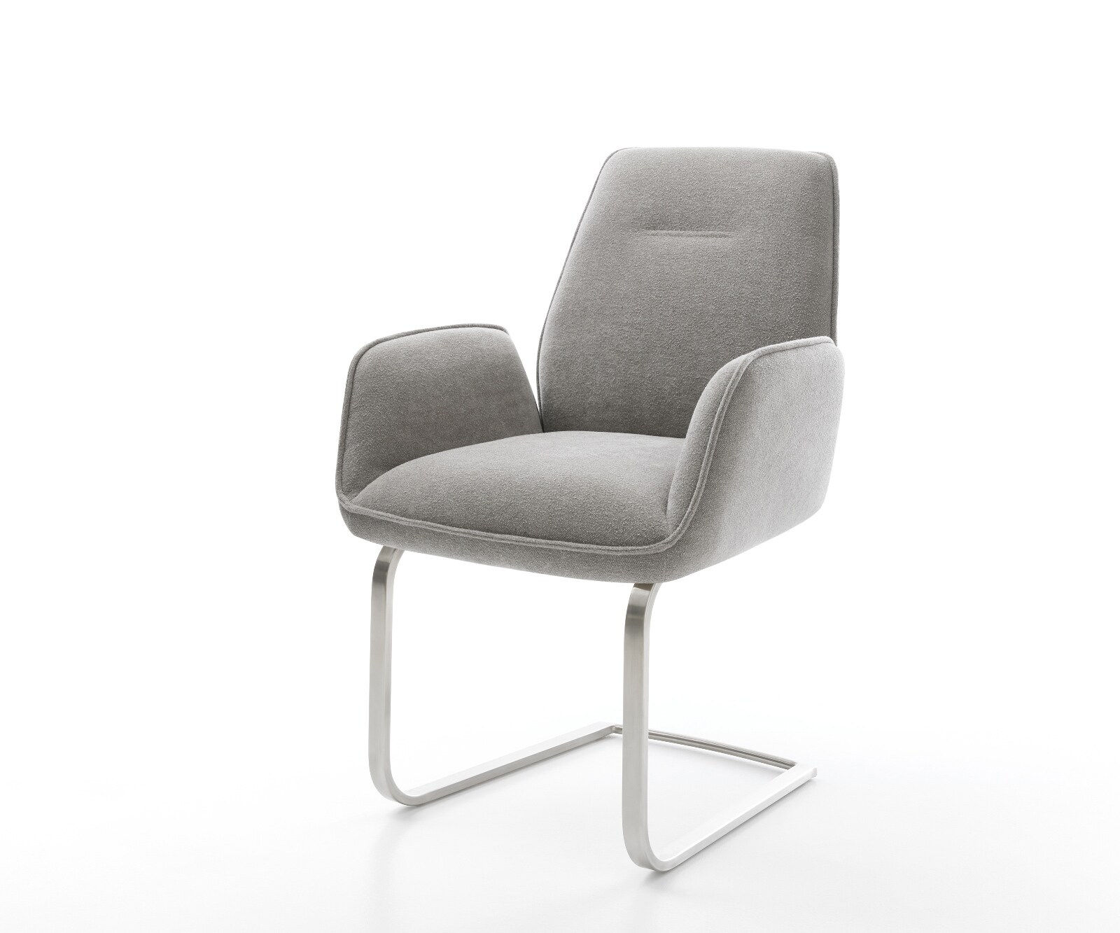 Sledemodel Zoa-Flex zachte stof met structuur grijs sledemodel vlak roestvrij staal pocketveer kern