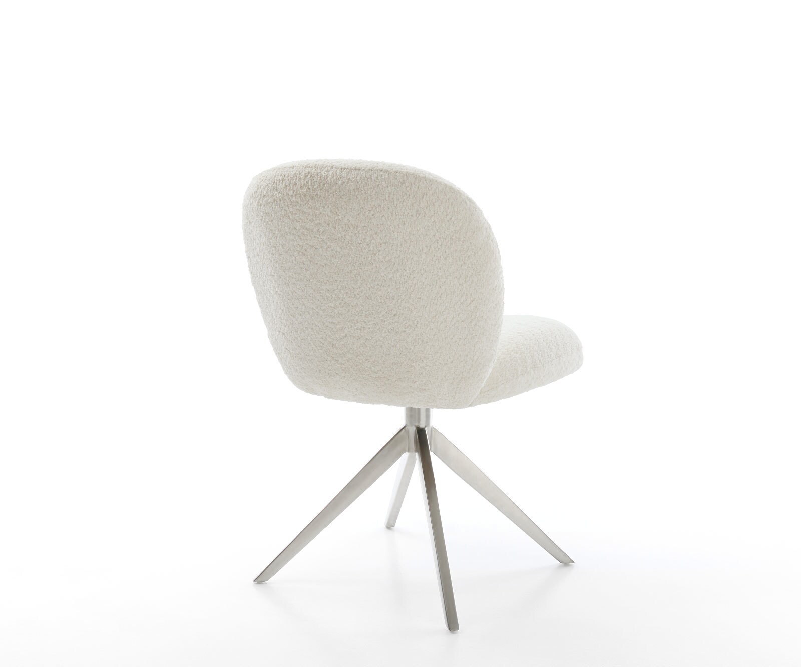 Draaistoel Nube-Flex bouclé wit kruisframe breed roestvrij staal 360° draaibaar rocker-functie pocketveer kern 4