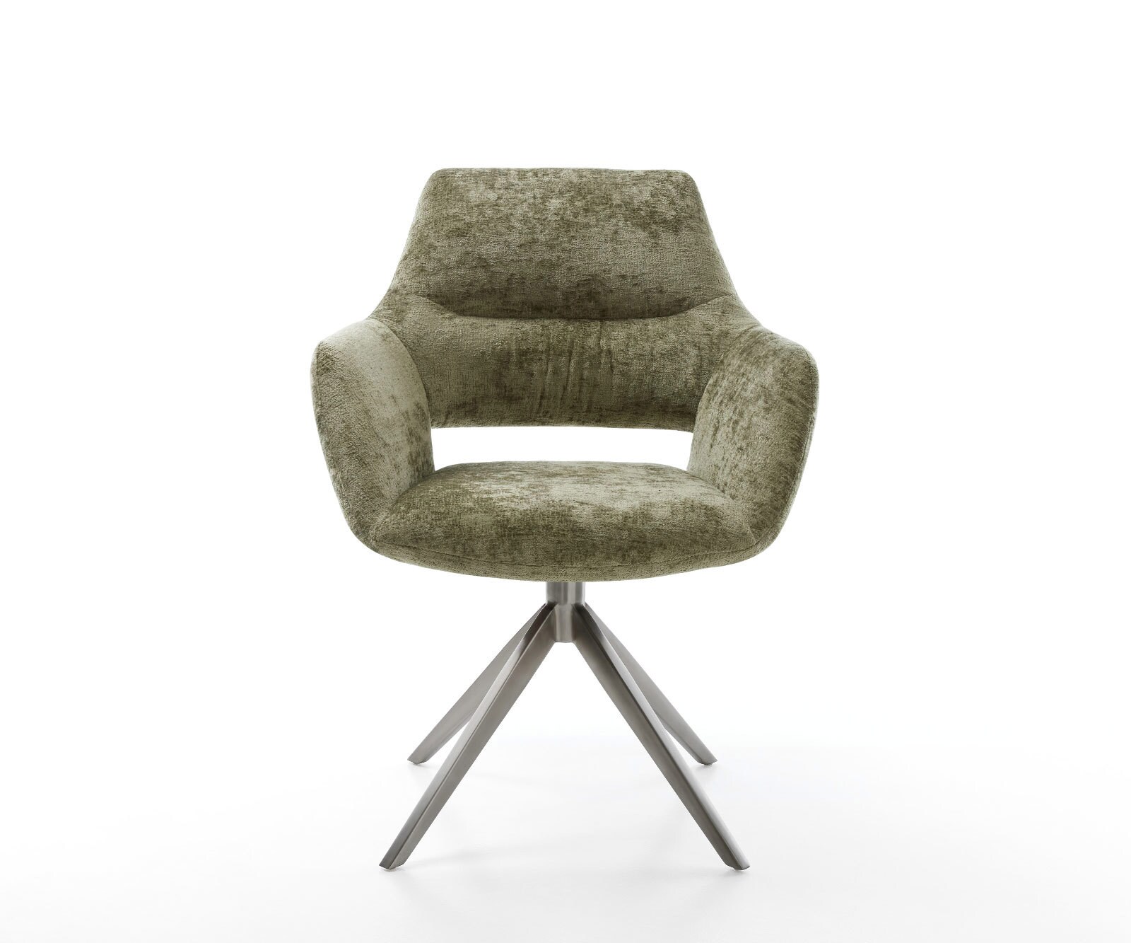 Draaistoel Yago-Flex met armleuning chenille olijfgroen kruisframe breed grafiet 360° draaibaar rocker-functie pocketveer kern 1