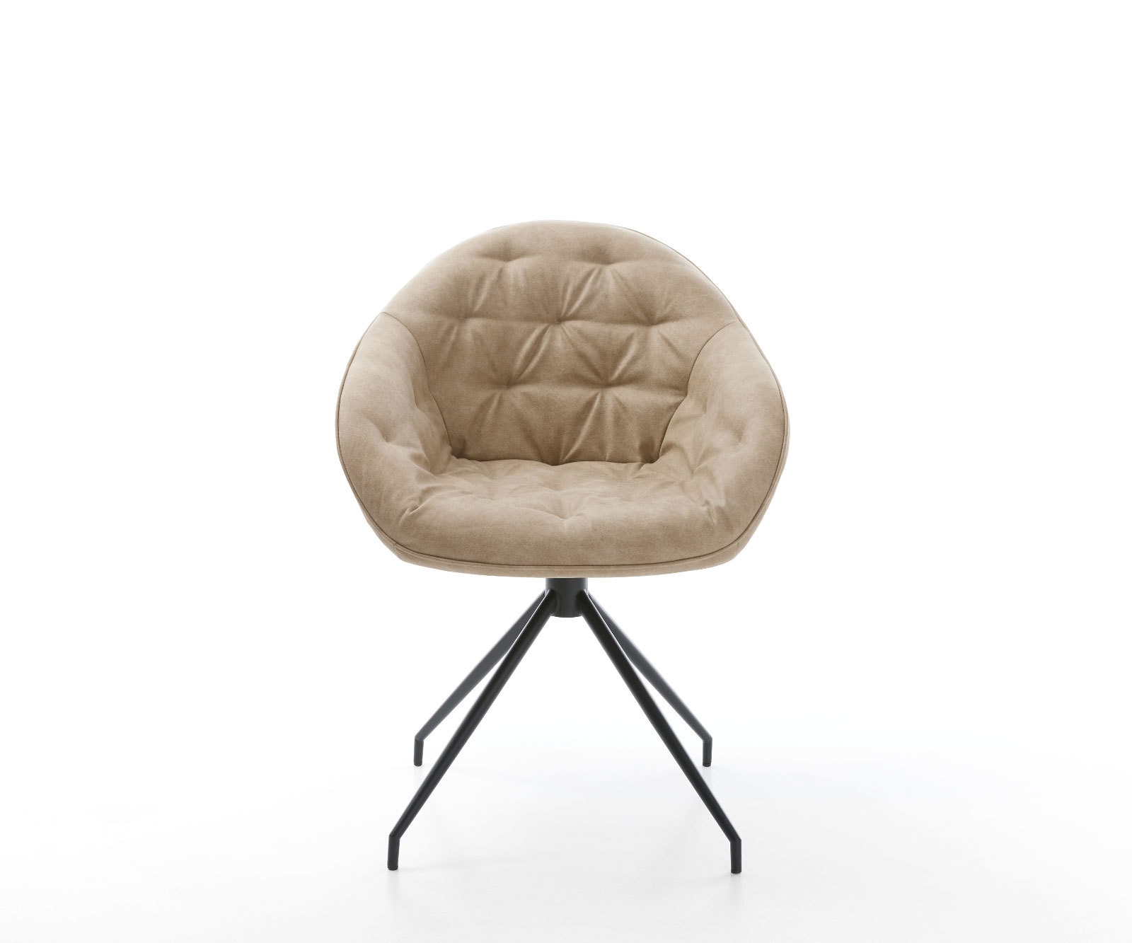 Eetkamerstoel Gaio-Flex microvelours beige vintage kruisframe conisch zwart 1 Eetkamerstoel Gaio-Flex microvelours beige vintage kruisframe conisch zwart 1