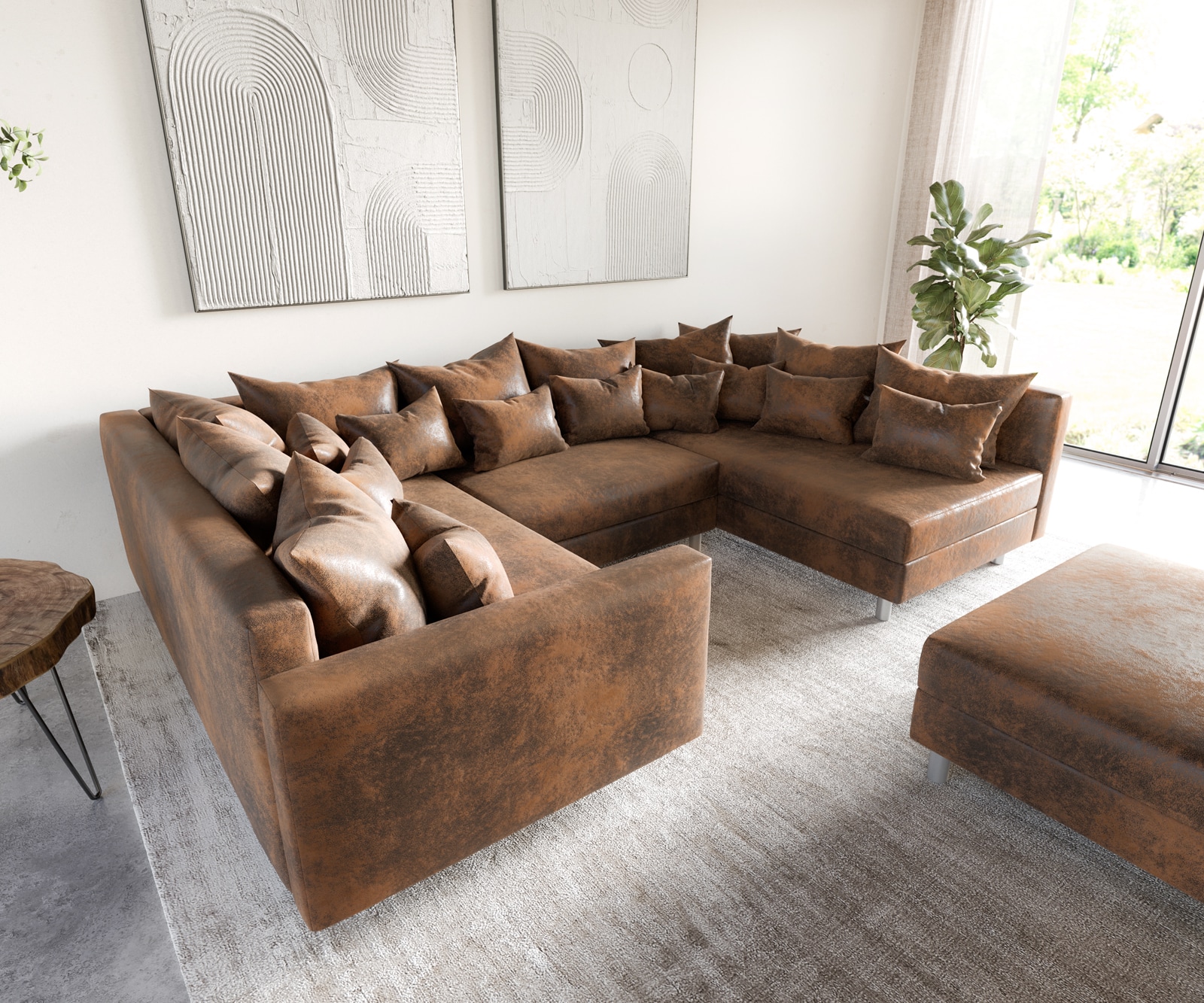 Woonlandschap Clovis bruin antiek optiek modulaire armleuning Woonlandschap Clovis bruin antiek optiek modulaire armleuning