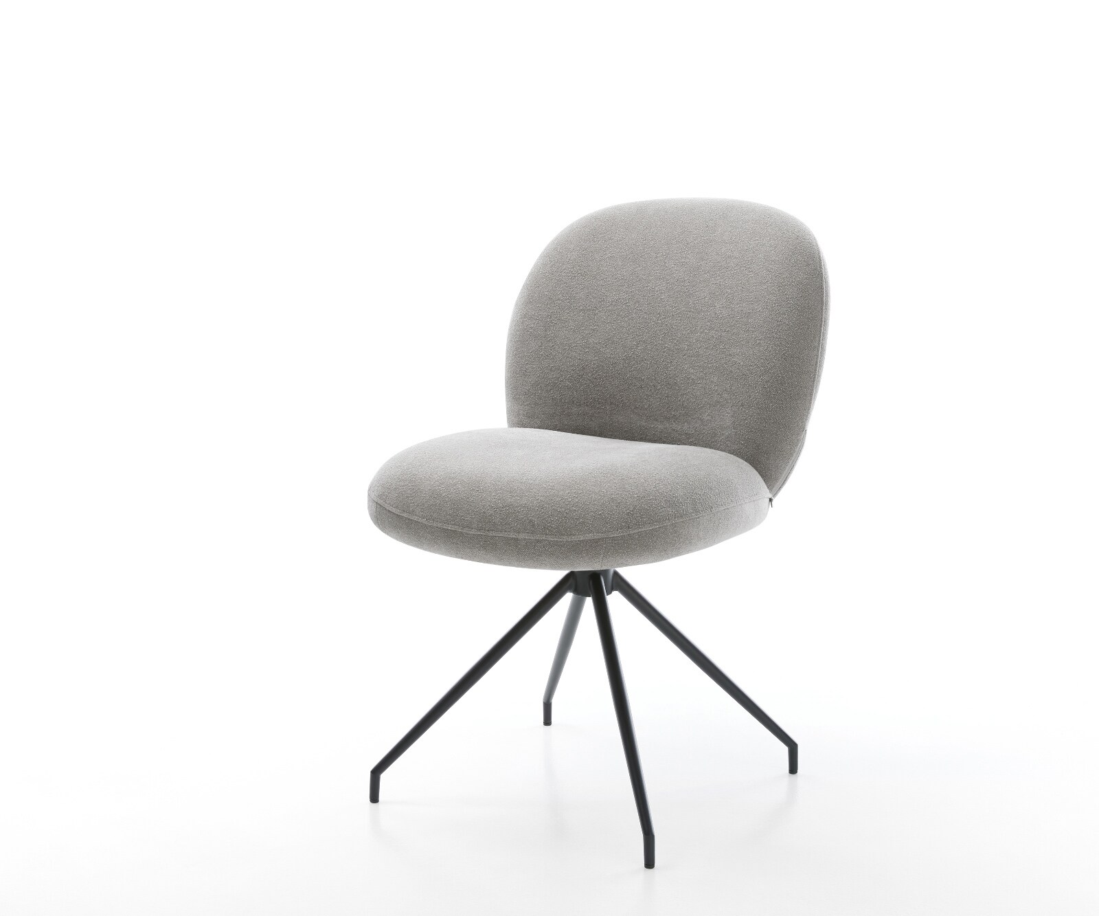 Eetkamerstoel Nube-Flex zachte stof met structuur grijs kruisframe conisch zwart pocketveer kern 1