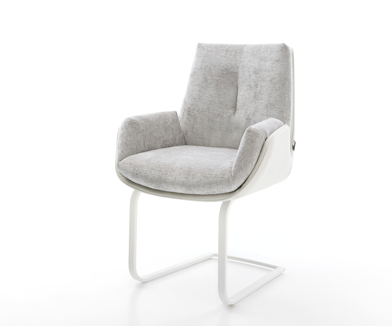 Sledemodel Clea-Flex materiaalmix echt leer wit-zilver grijs sledemodel vlak wit